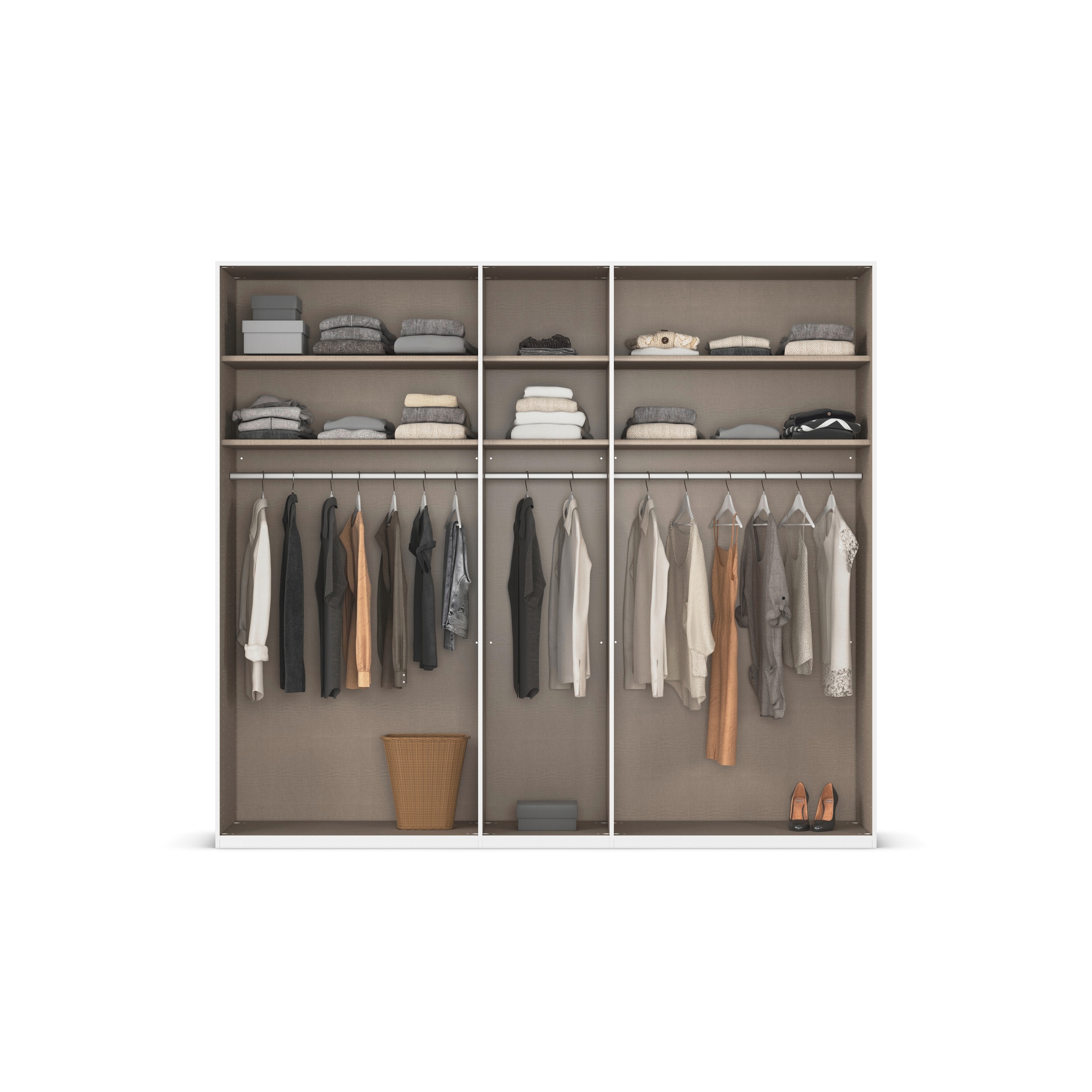rauch Drehtürenschrank »Kleiderschrank Schrank Garderobe Schlafzimmerschrank EVELYN«, (in 2 Höhen 197 oder 210 cm erhältlich), in elegantem Stil, viel Stauraum 3 Breiten und 2 Höhen MADE IN GERMANY