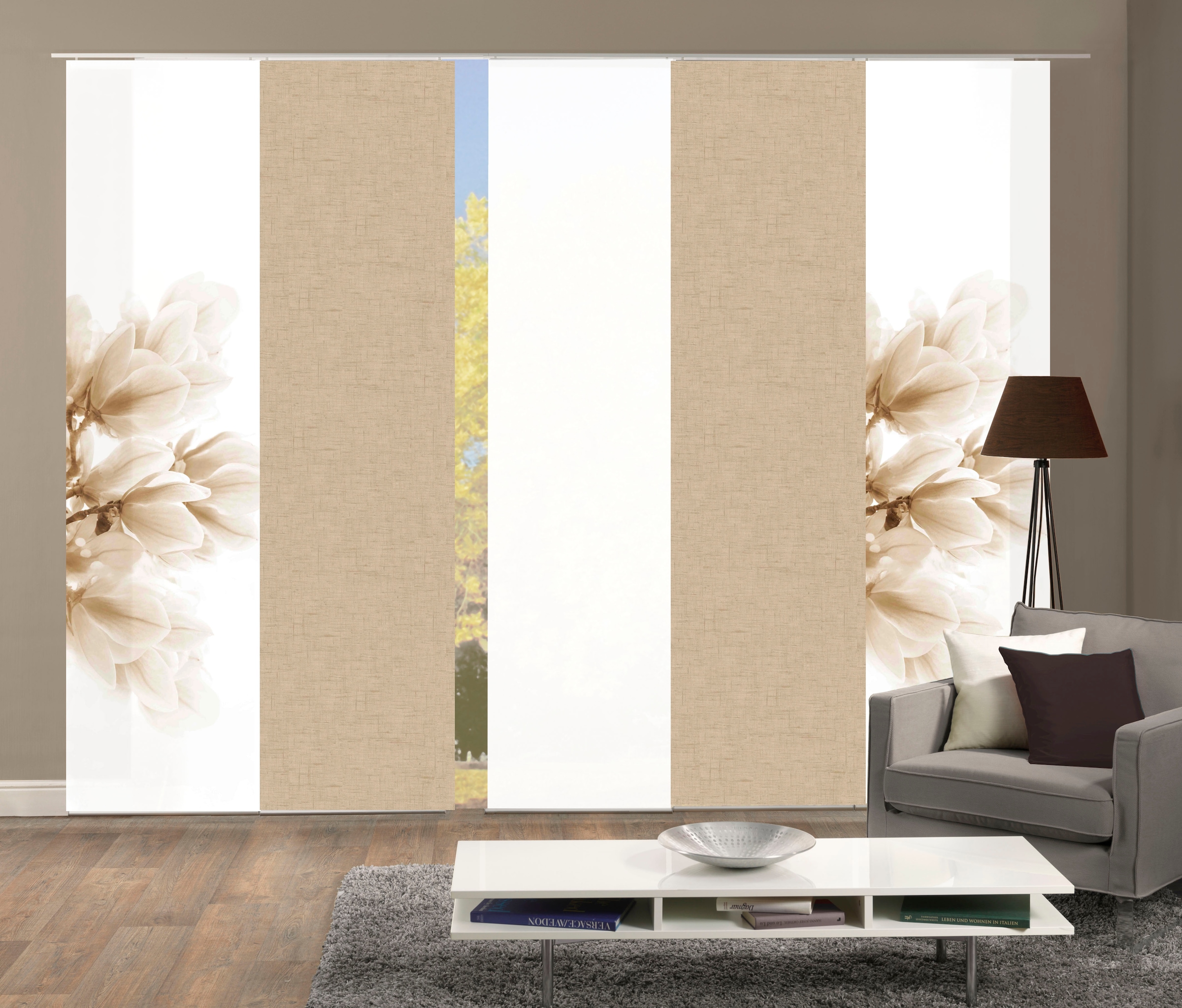 HOME WOHNIDEEN Schiebegardine "KESSI 5er SET" Paneelwagen 5 Stk. tlg. Schie günstig online kaufen