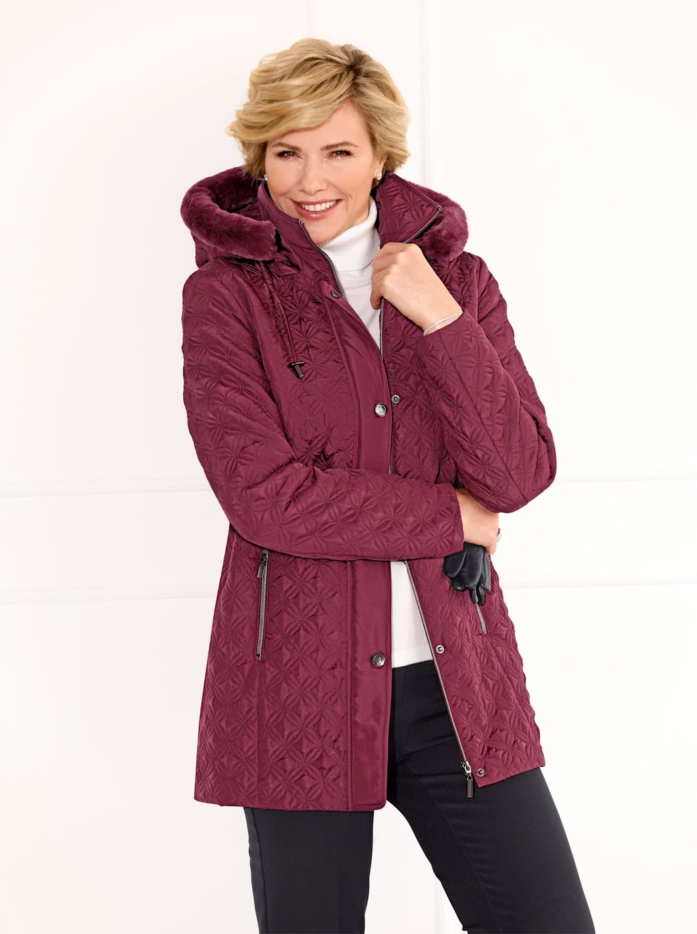 Classic Steppjacke, mit Kapuze