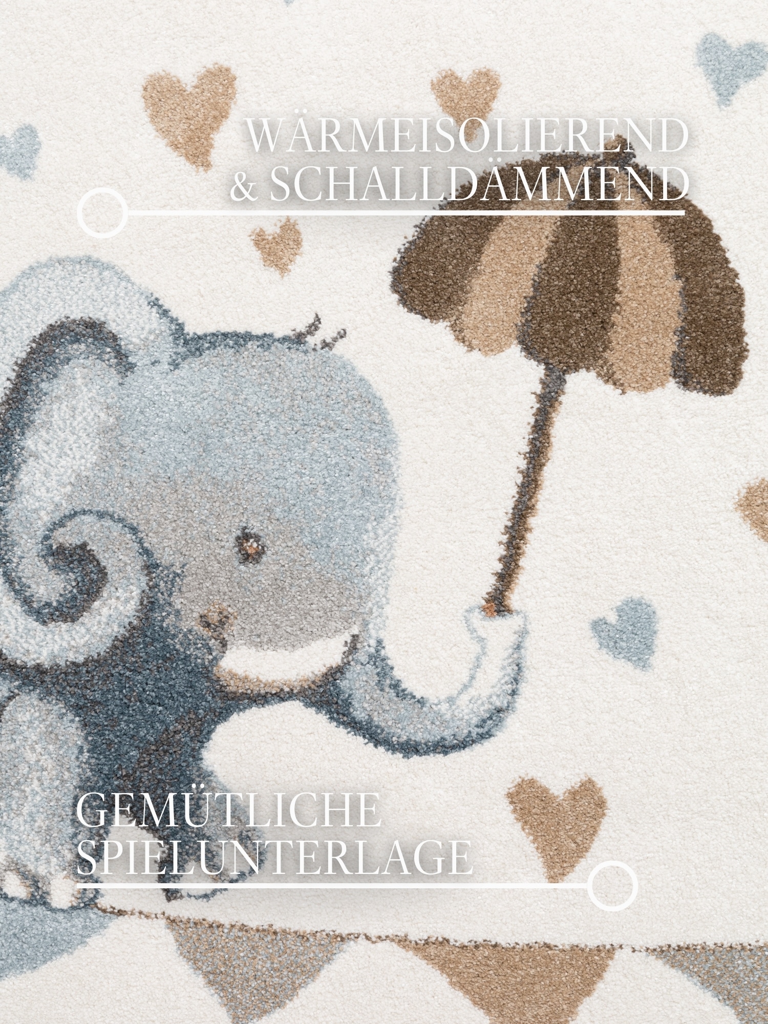 Villeroy & Boch Kinderteppich »Walk like an Elephant Rainy« rund 9 mm Höhe Spielteppich weich, Kinderzimmer, Boho Kids Spielunterlage, Tieremotiv