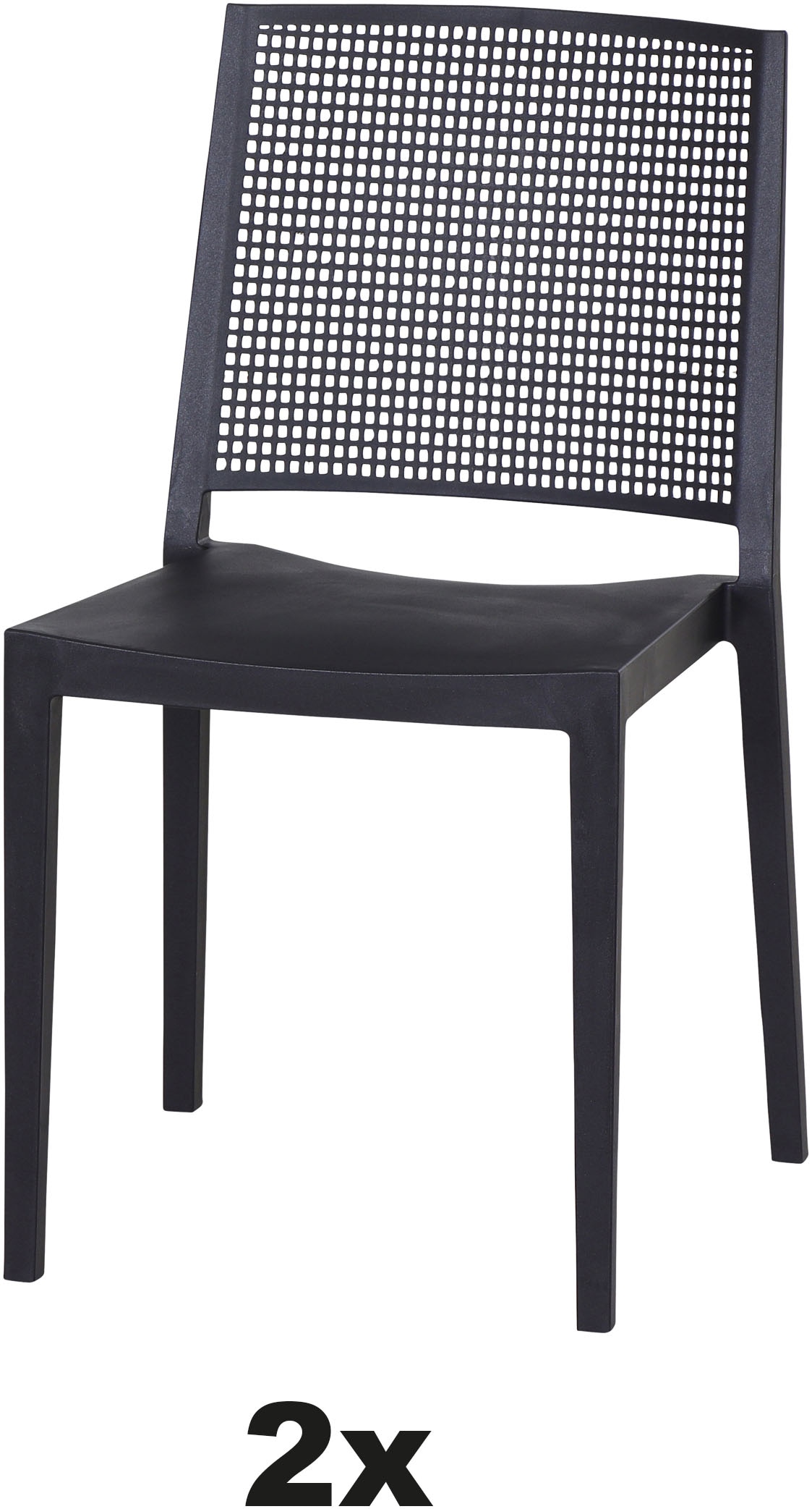 Siena Garden Gartensessel »Square 2er Set Stapelstuhl anthrazit« Set, 2 Stk. tlg. Gestell, Polypropylen/Glasfaser