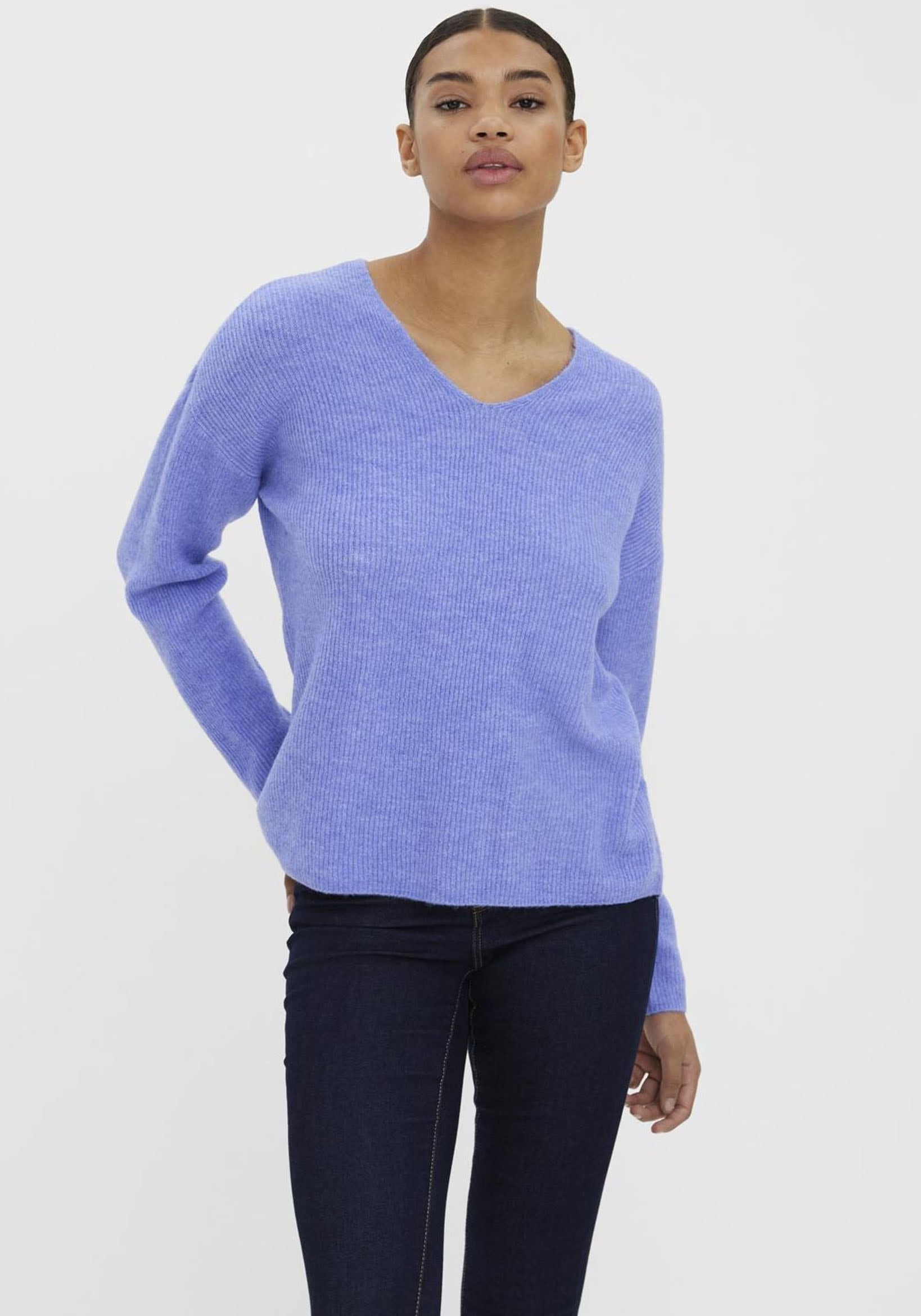 Vero Moda V-Ausschnitt-Pullover "VMCREWLEFILE LS V-NECK BLOUSE NOOS"