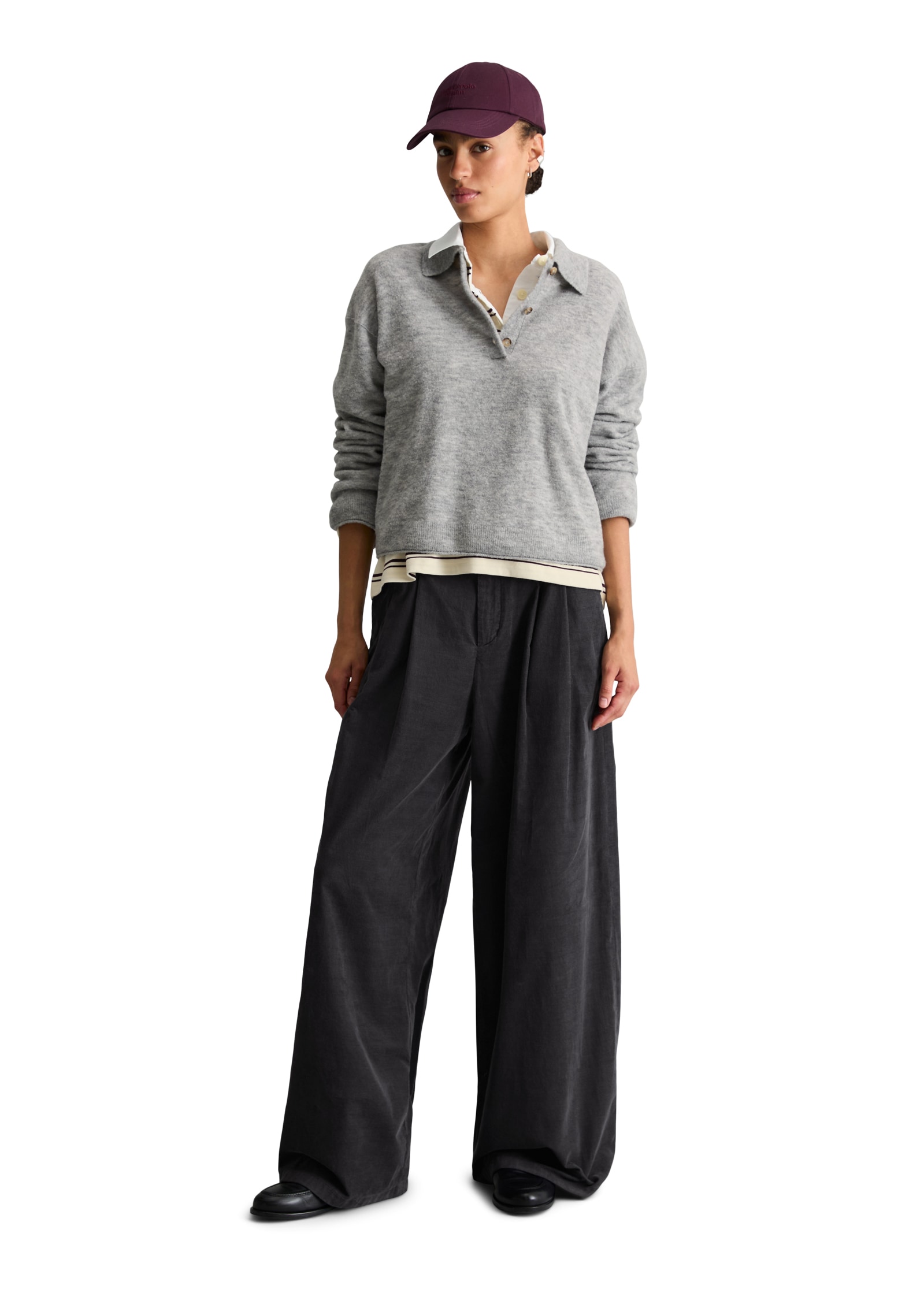 Marc O'Polo DENIM Langarm-Poloshirt Strick, relaxed aus Bouclé-Garn, mit Schurwolle