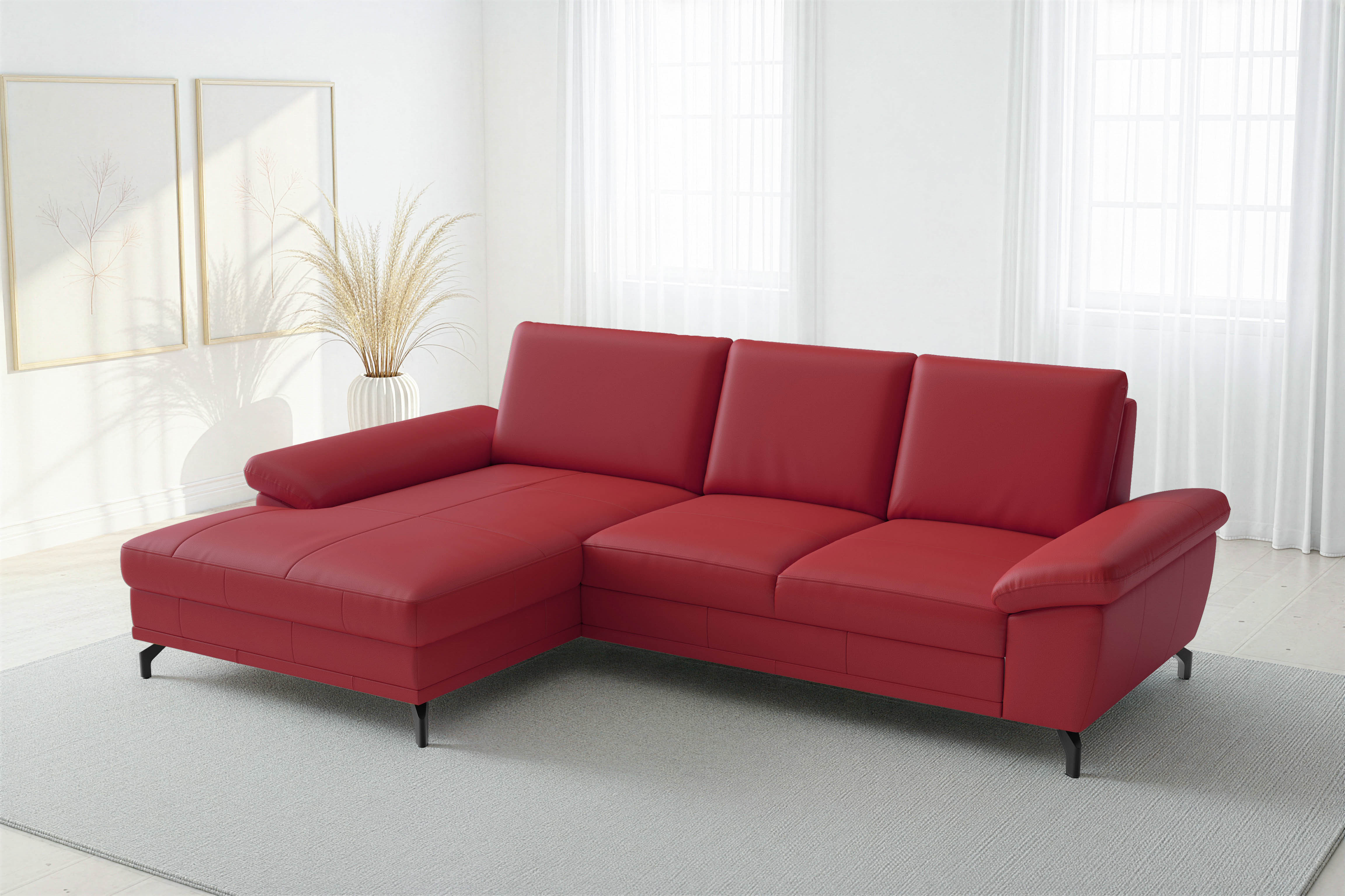 sit&more Ecksofa "Chelsea L-Form, B: 264 cm, Leder, inkl. Sitztiefen-&Armteilverstellung" optional mit Schlaffunktion und Bettkasten