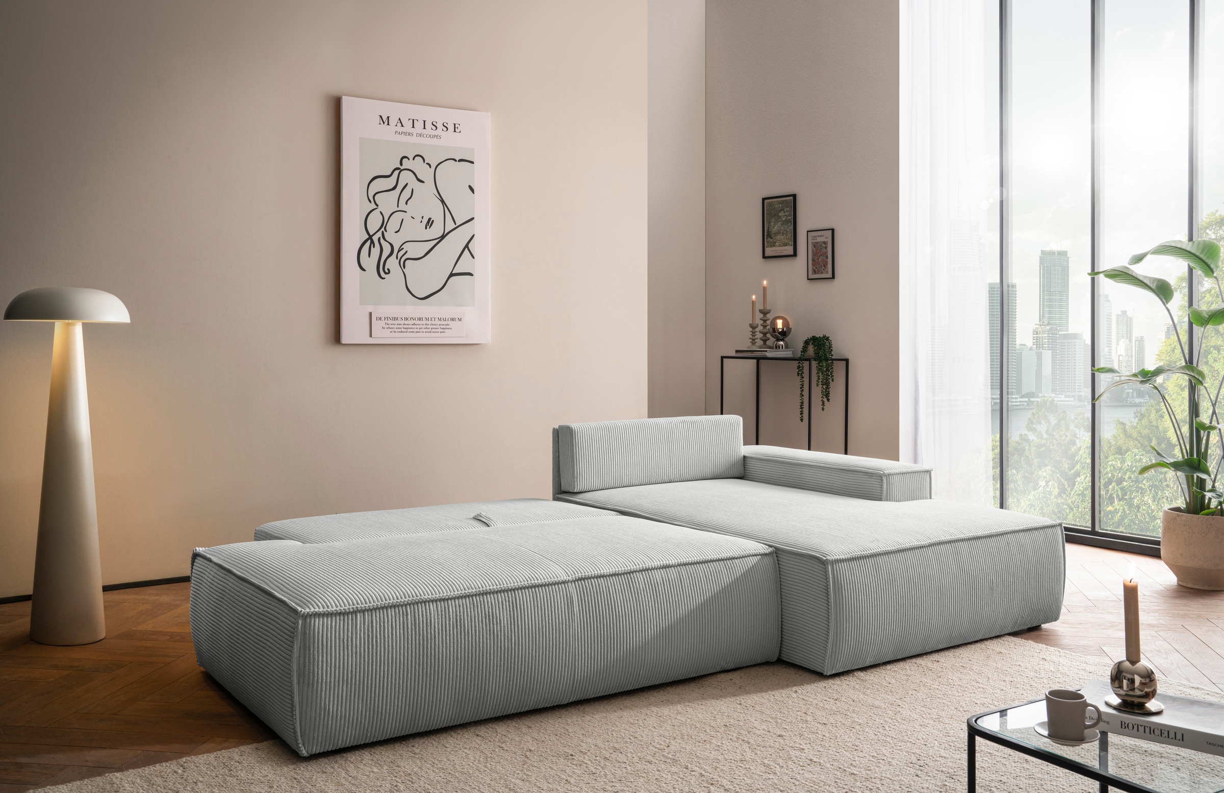 Home affaire Ecksofa "SHERWOOD, Schlafsofa in L-Form offen (275cm), Cord, L günstig online kaufen