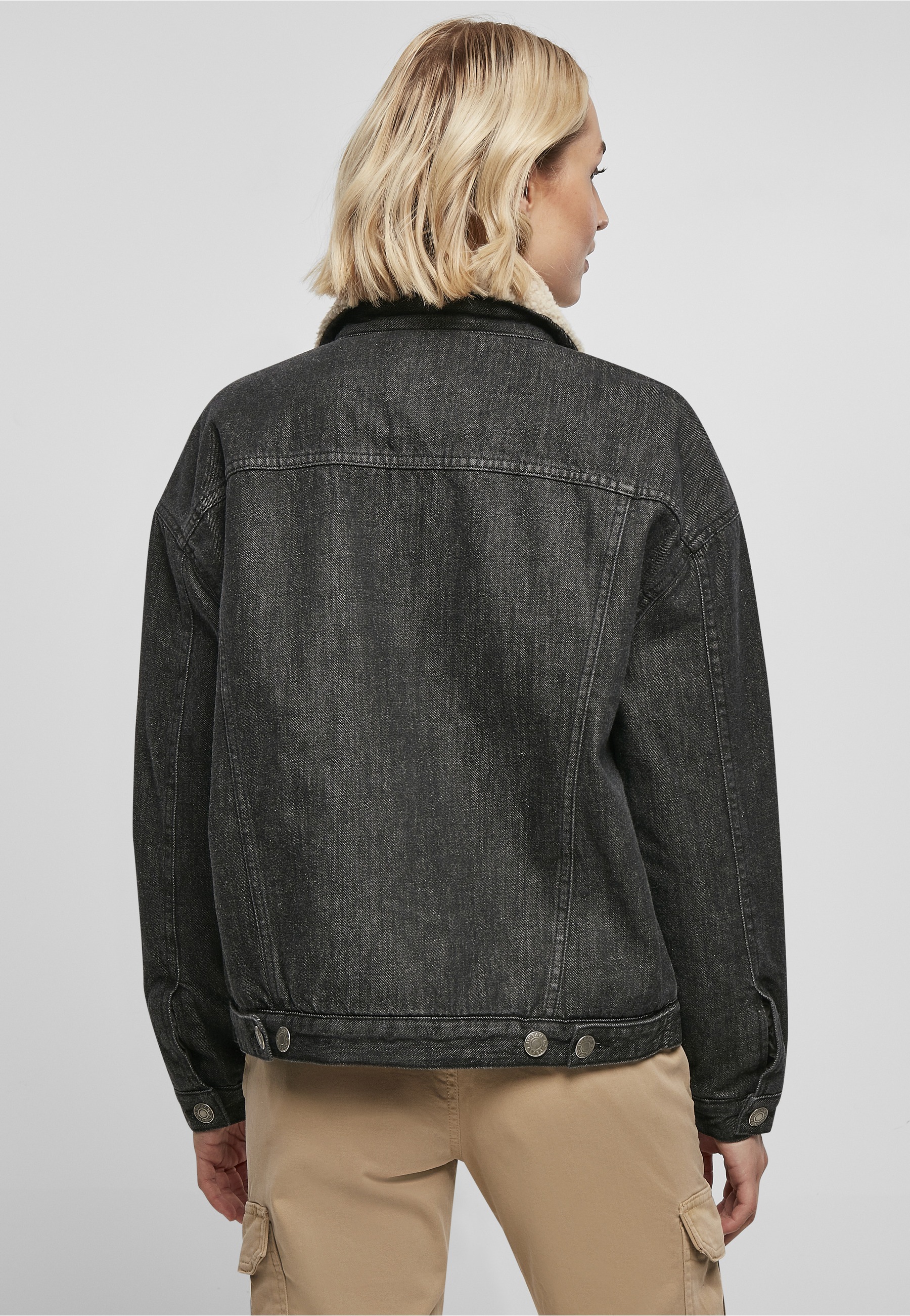 URBAN CLASSICS Jeansjacke »Urban Classics Damen Ladies Oversized Sherpa Denim Jacket« 1 Stk. tlg. ohne Kapuze