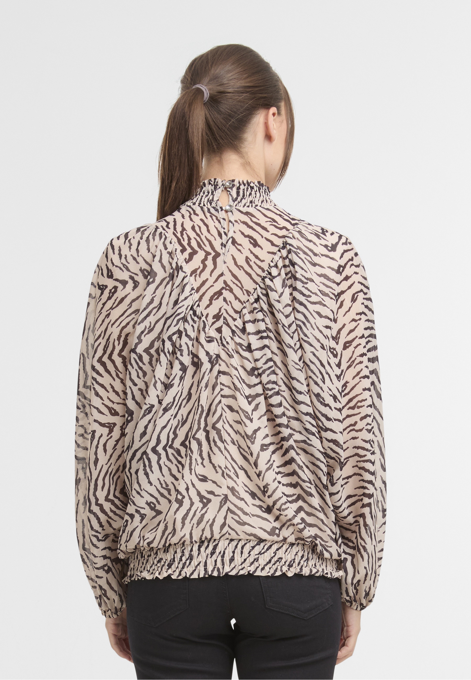 CLOUD 5IVE Klassische Bluse »CLOUD 5IVE Cloud5ive Smocked Chiffon Blouse AOP Zebra«