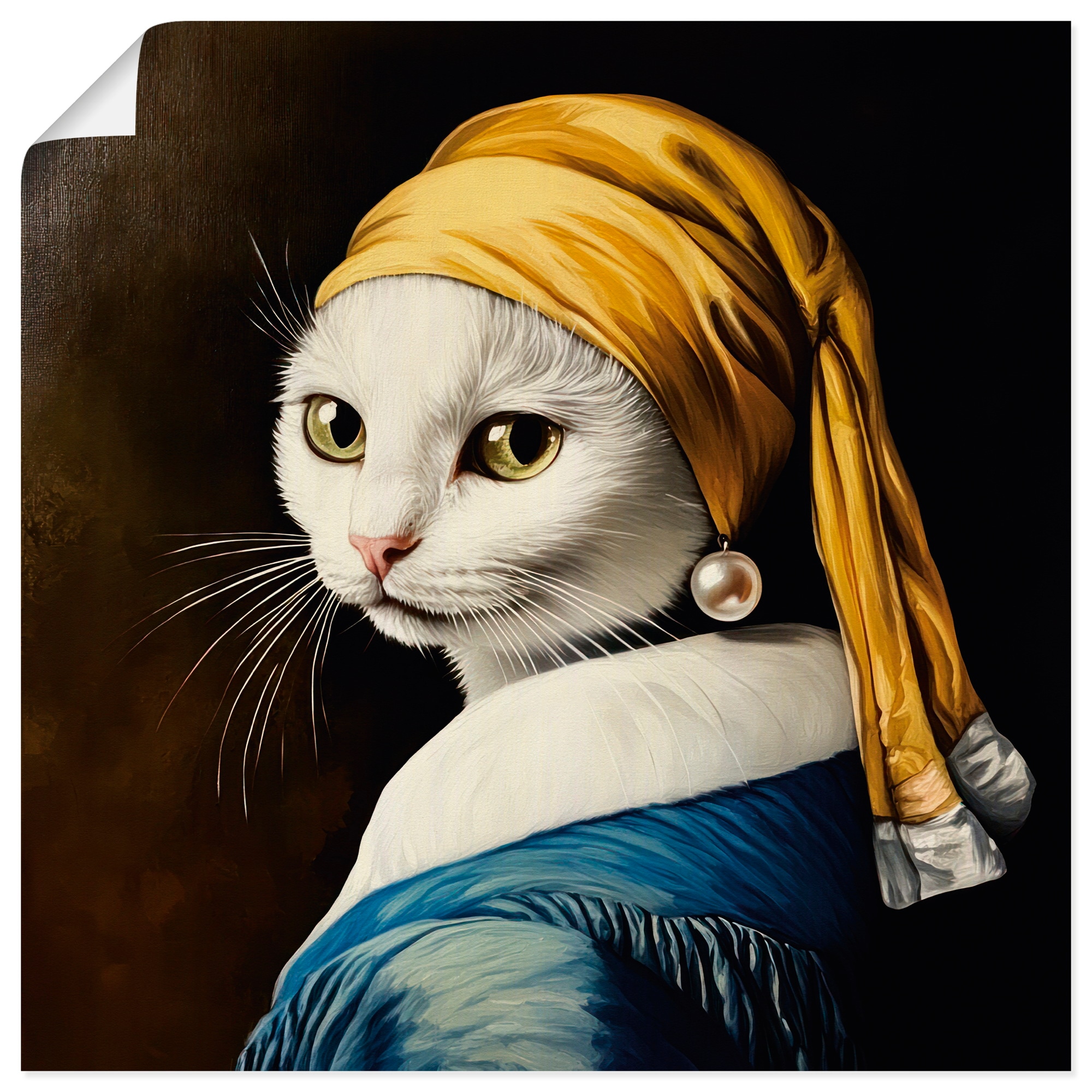 Artland Wandbild "Die Katze mit dem Perlenohrring" Animal Fantasy 1 Stk. tlg. als Alubild, Leinwandbild, Poster, Wandaufkleber in verschied. Größen