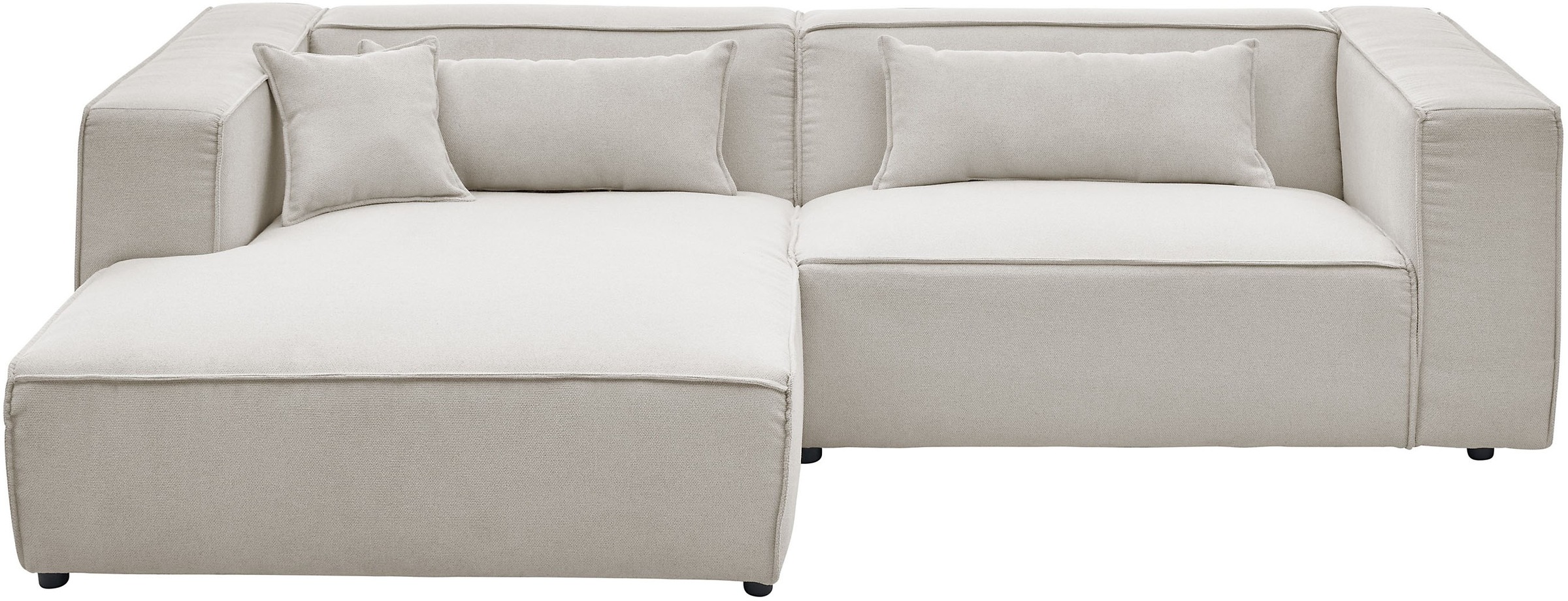 LeGer Home by Lena Gercke Ecksofa »PIARA mit Kedernaht in Cord oder Leinenoptik, moderne Couch in L-Form«, wahlweise Ottomane rechts/links, schwarze Füße, bequemer Sitzkomfort
