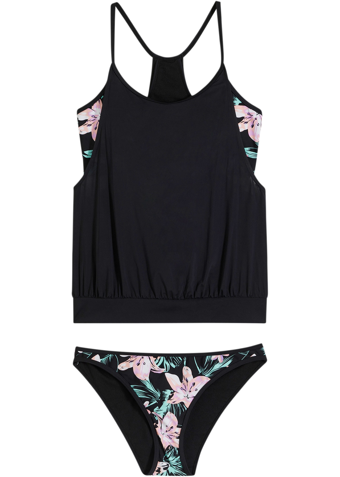 bonprix Oversize-Tankini Set, 2, 2 Stk. 2-teiliges Set, Oversize-Passform, sportlicher Stil, Lagenlook