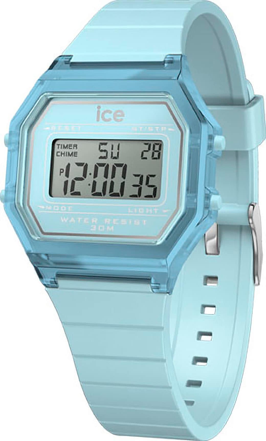 ice-watch Chronograph »ICE digit retro - Clear - Small«, Armbanduhr, Quarzuhr, Damenuhr, Silikonarmband, Datum, digital
