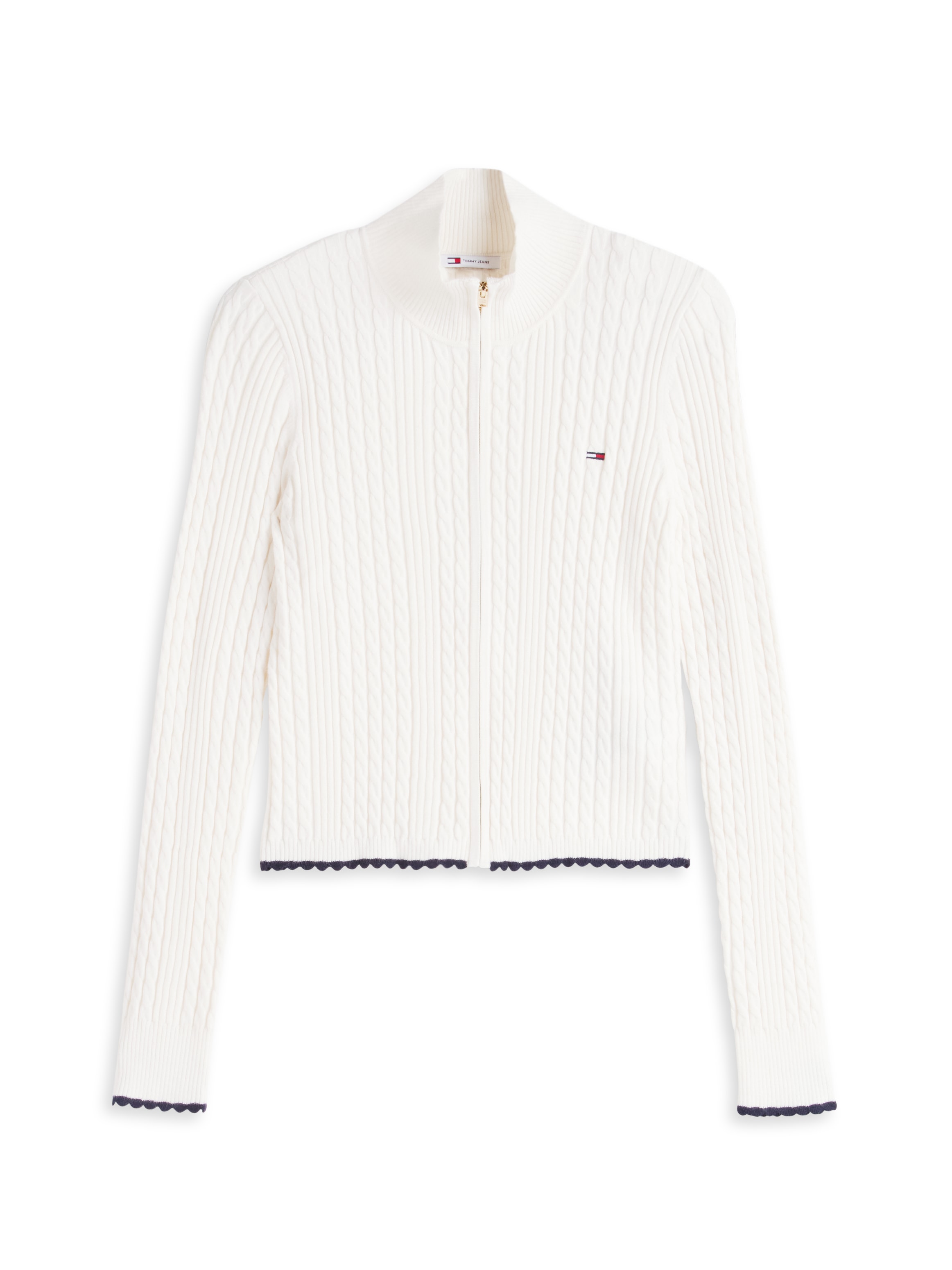 Tommy Jeans Strickjacke »TJW MICRO CABLE ZIPTHRU SWTR EXT« mit Zopfmuster und Stehkragen