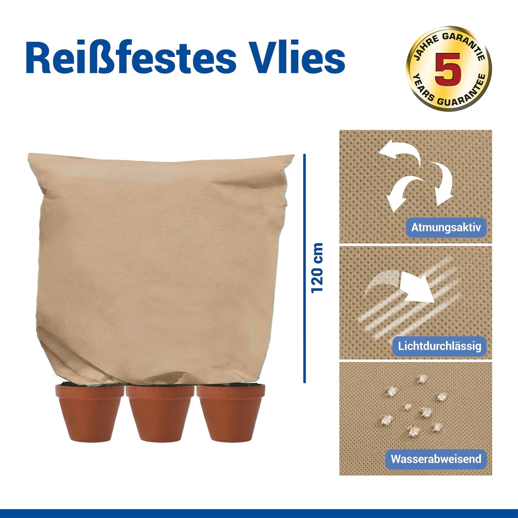 Maximex Winterschutzhaube »Pflanzenschutz-Vlies, 180x120 cm« reißfestes Vlies, mit Reißverschluss und Zugband, BxH: 180x120 cm