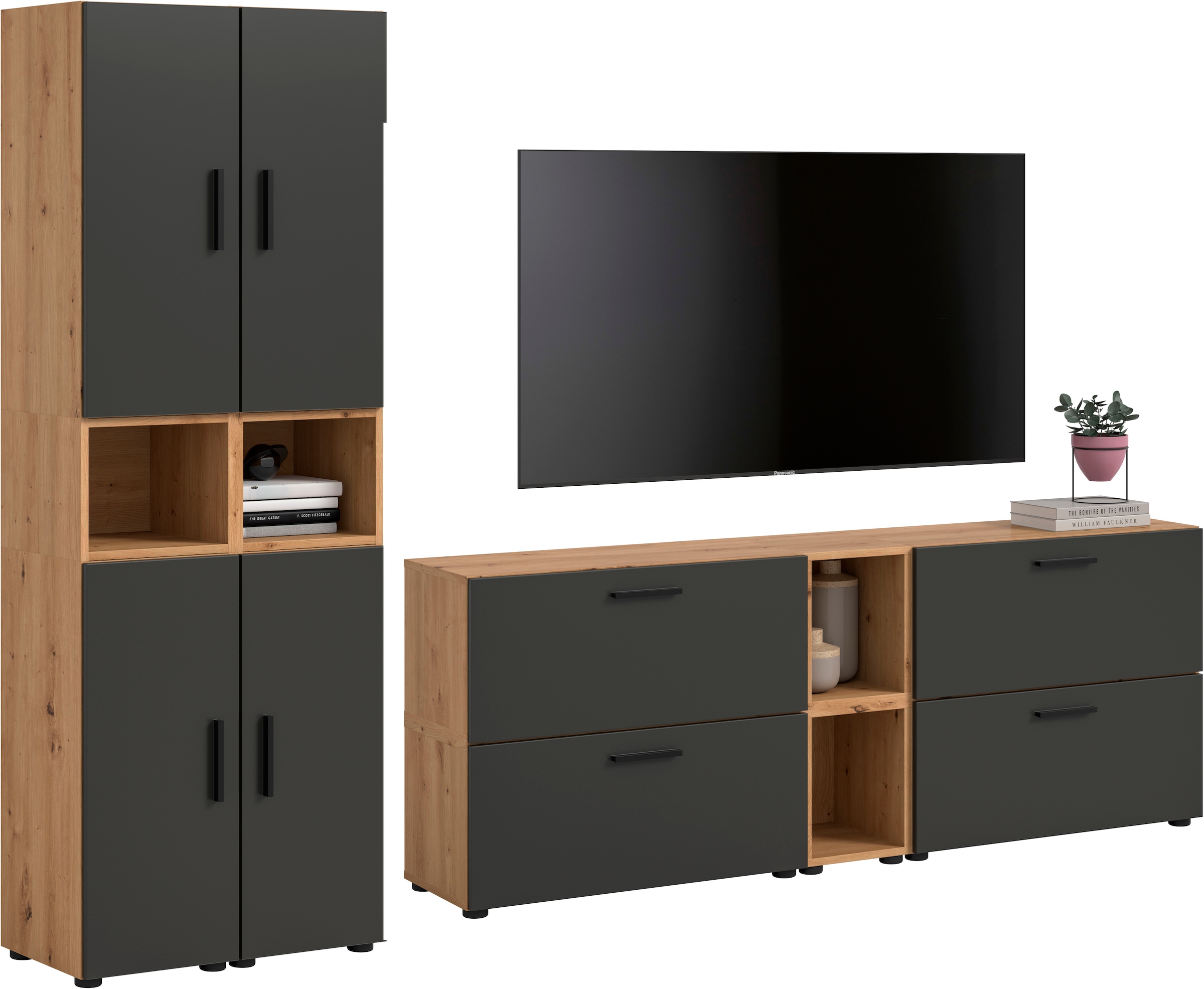 Home affaire Schrank-Set "ENESTE, 12-teilig, in verschiedenen Farben, individuell kombinierbar" verschiedenste Kombinationmöglichkeiten, stehend oder hängend, 4 Stk. tlg.