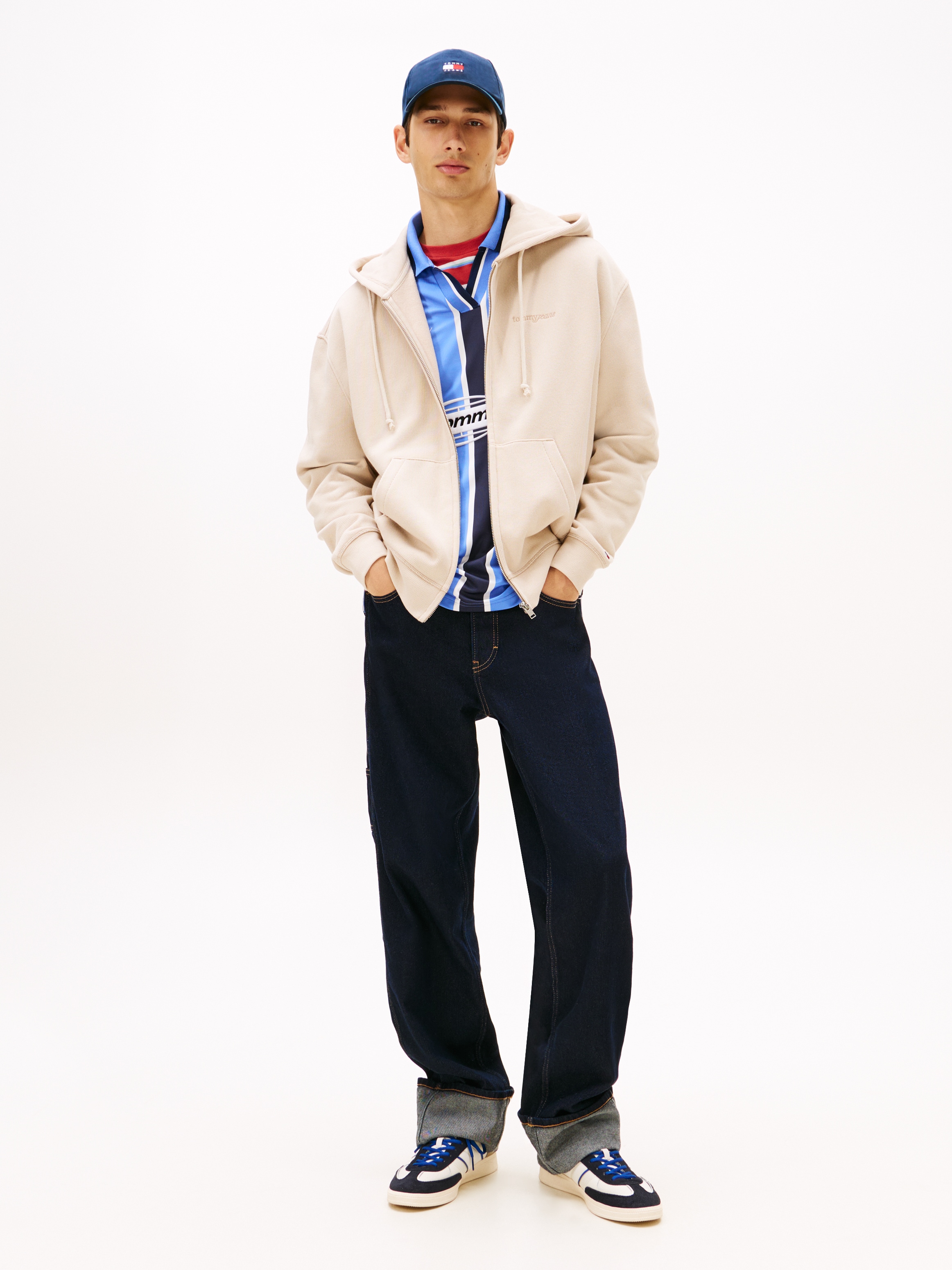 Tommy Jeans Kapuzensweatjacke »TJM 90S SCRIPT RIB FLEECE«
