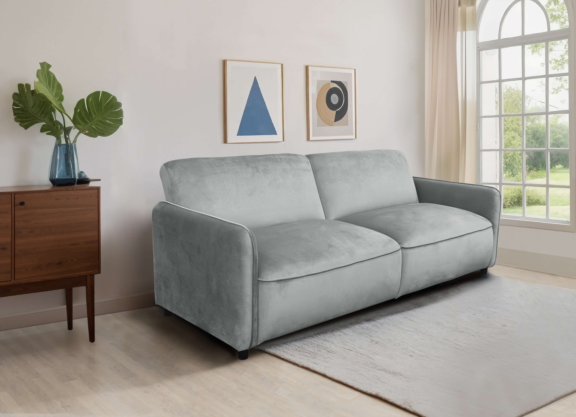 Dorel Home 3-Sitzer »Allie Curved Schlafsofa 209 cm«, Bettfunktion (110/190), verstellbare Rückenlehne, Cord u. Velours