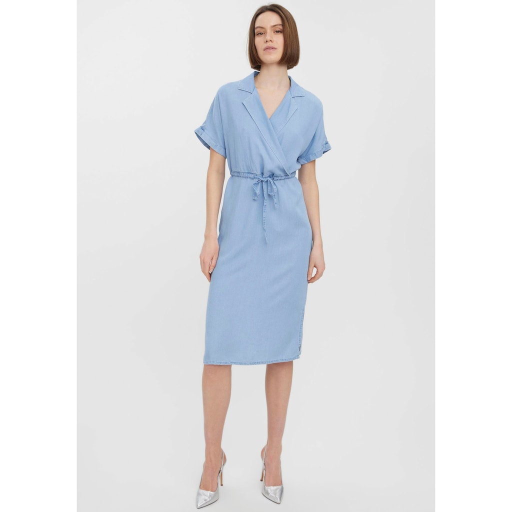 Vero Moda Jeanskleid »VMLILIANA SS WRAP UTILITY CALF DRESS«