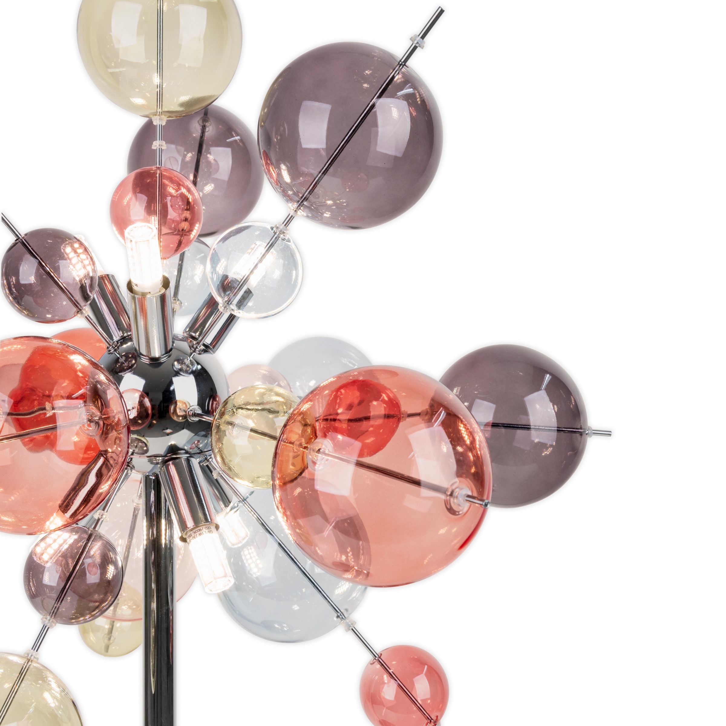 näve Stehlampe »Explosion« G9 1 Stk. chrom, exkl. 6x G9, pastellfarbene Gläser in 9cm und 5cm, H: 169cm
