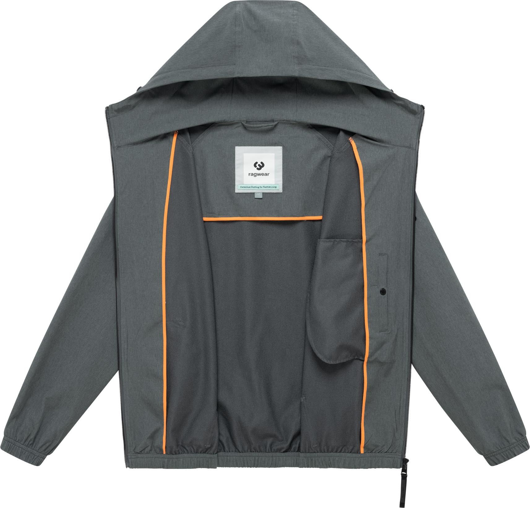 Anorak RAGWEAR "Roog A", Herren, Gr. M (50), dunkelgrau, Obermaterial: 94% Polyester, 6% Elasthan; Innenfutter: 100% Polyester, lässig geschnitten hüftlang, hoch geschlossener Ausschnitt, Ärmel ohne Ärmelschlitz Bündchen mit innenliegendem Gummizug, Jacke 3