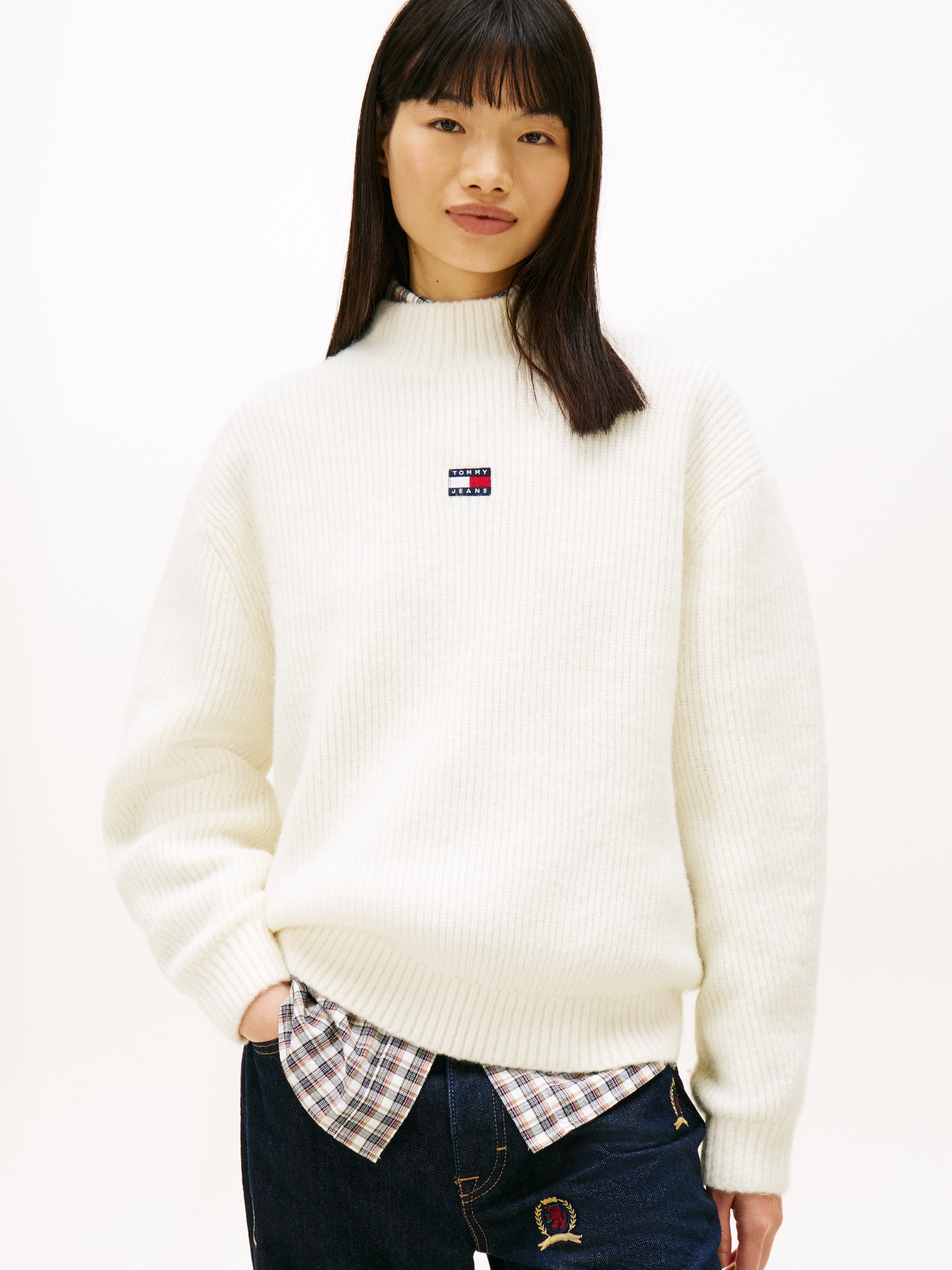 Tommy Jeans Strickpullover "TJW MOCKNECK BADGE SWEATER EXT" günstig online kaufen