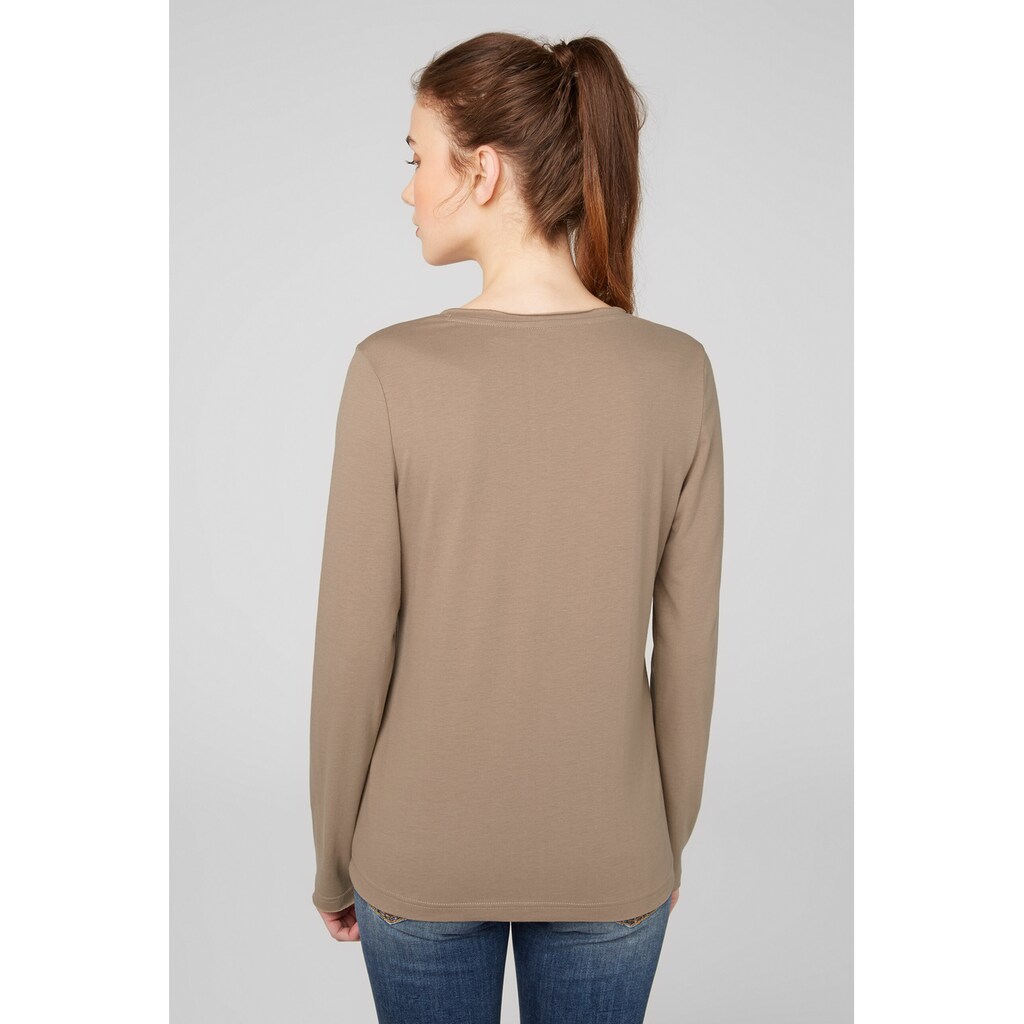 Damenmode Shirts & Sweatshirts SOCCX Langarmshirt, mit offenen Kanten braun