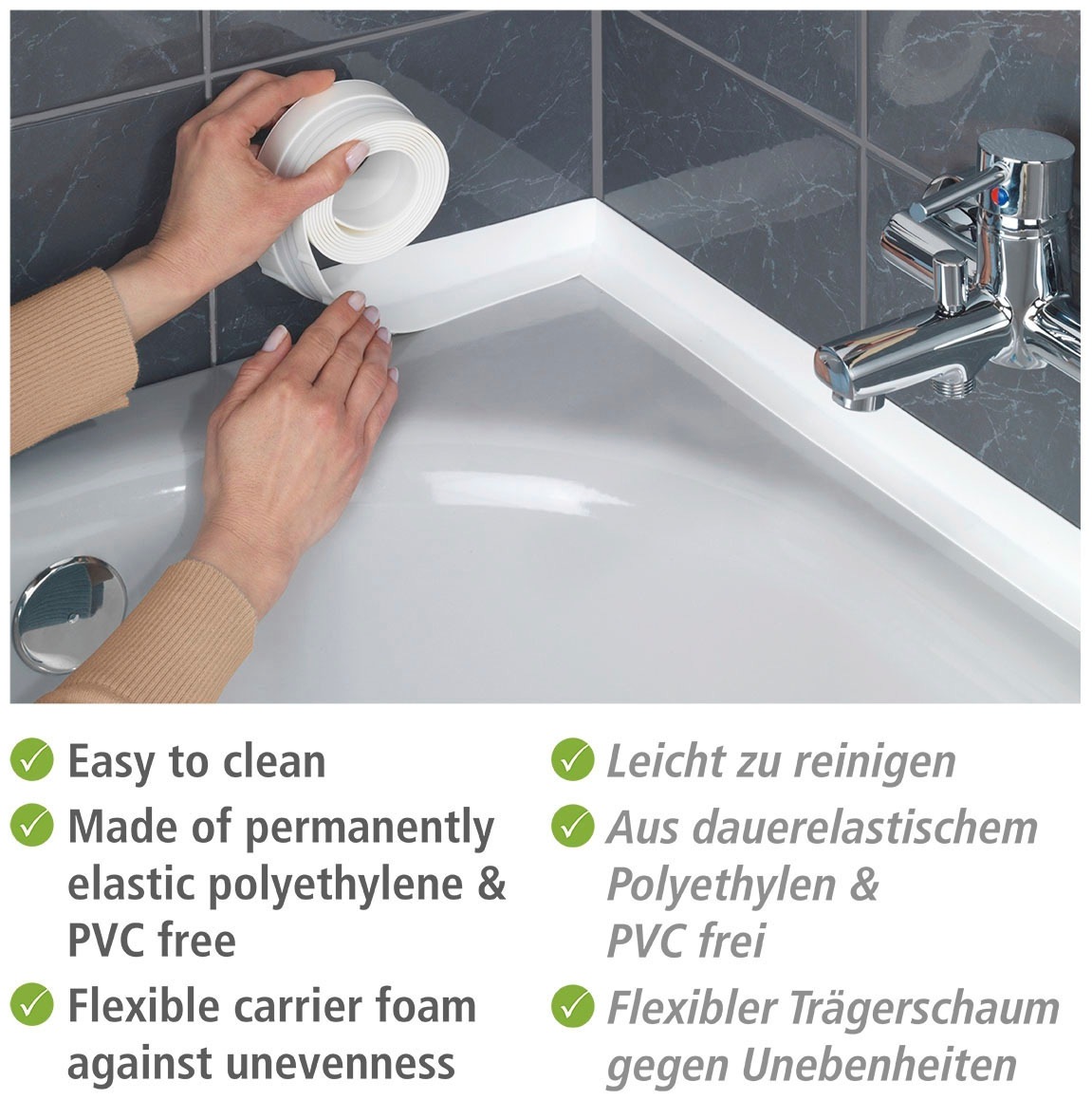 WENKO Wannenabdichtband »Extrabreit«, (1 St.), 3,5 m, weiß