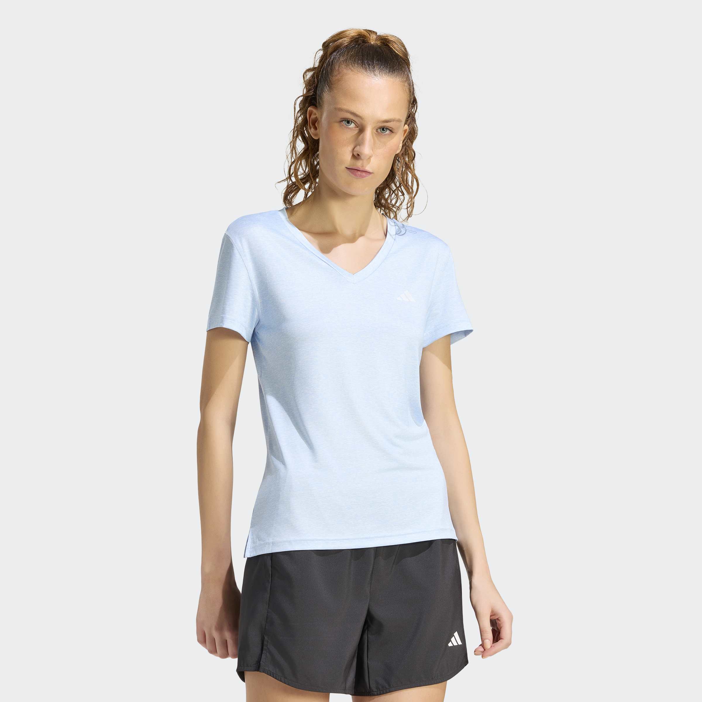 adidas Performance T-Shirt "WORKOUT ESSENTIALS HEATHER MIT V-AUSSCHNITT" mit V-Ausschnitt, aus Polyester