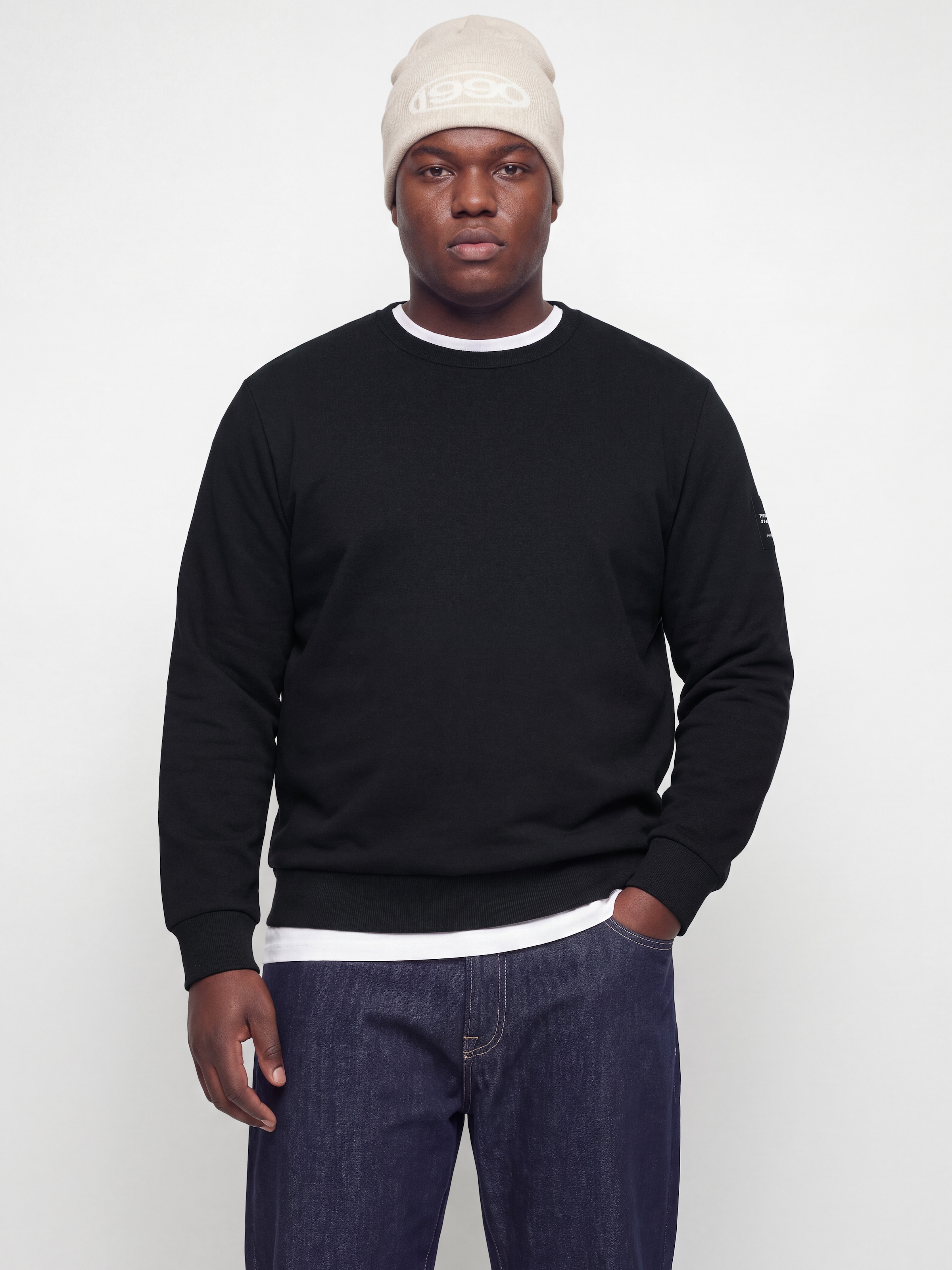 Jack & Jones PlusSize Sweatshirt »JJCLEVELAND SWEAT CREW NECK PLS«, Materialmix, regular fit
