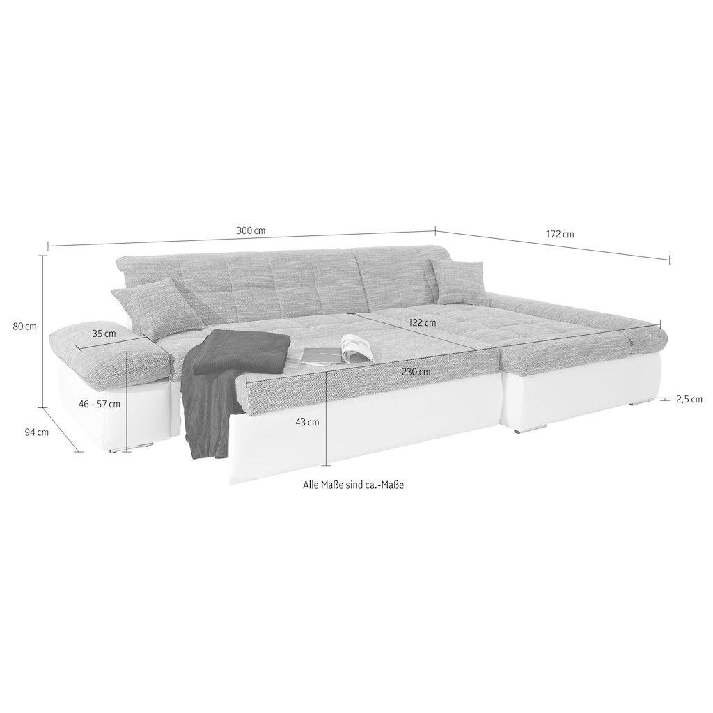 DOMO collection Ecksofa »Moric Schlafsofa B/T/H 300/172/80 cm, viele Bezugsarten, auch in Cord«