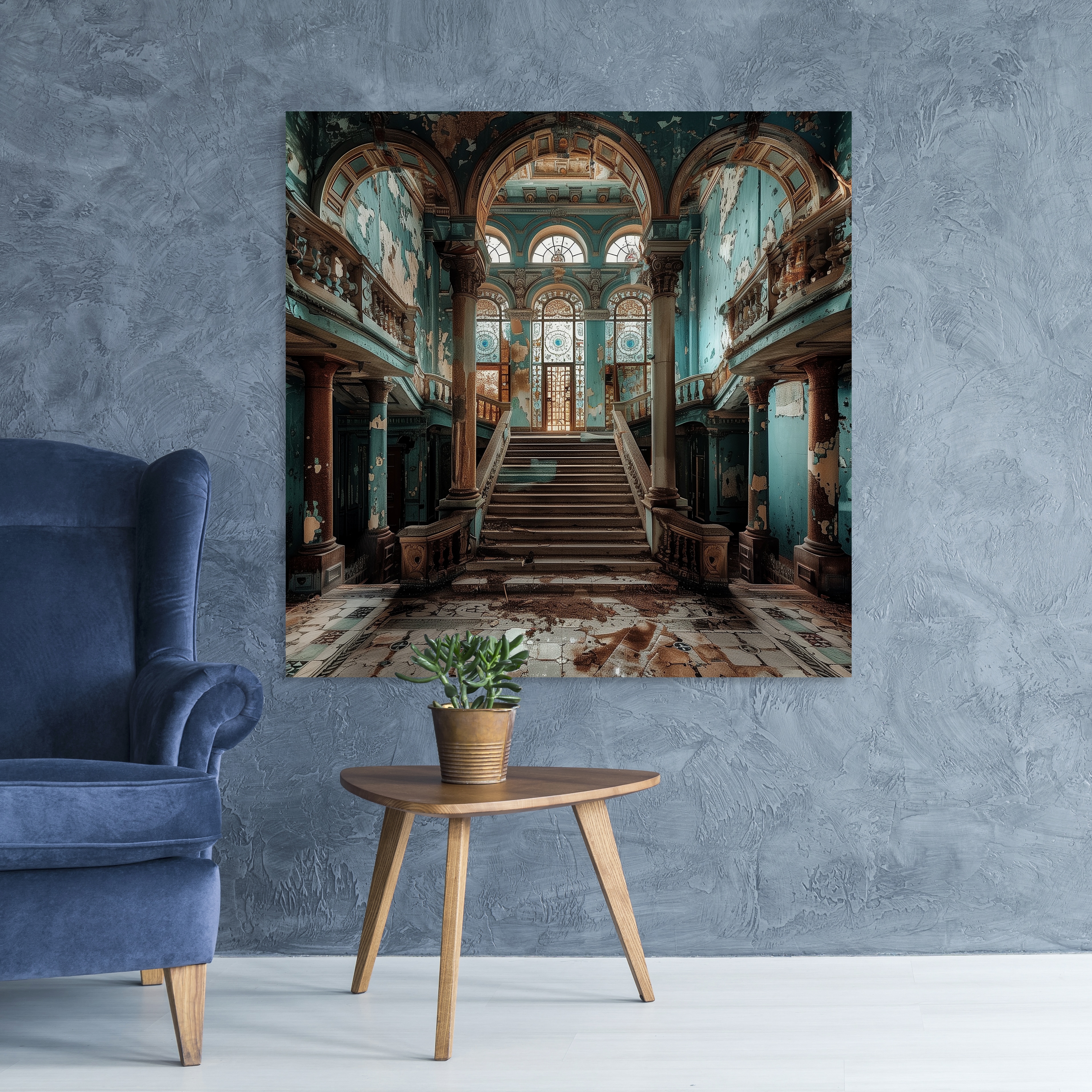 queence Acrylglasbild "Verlassener Eingang" Architektonische Elemente Elemente der Architektur Gebäude Innenarchitektur Kunst 1 Stk. tlg. Fine Art-Print in Galeriequalität