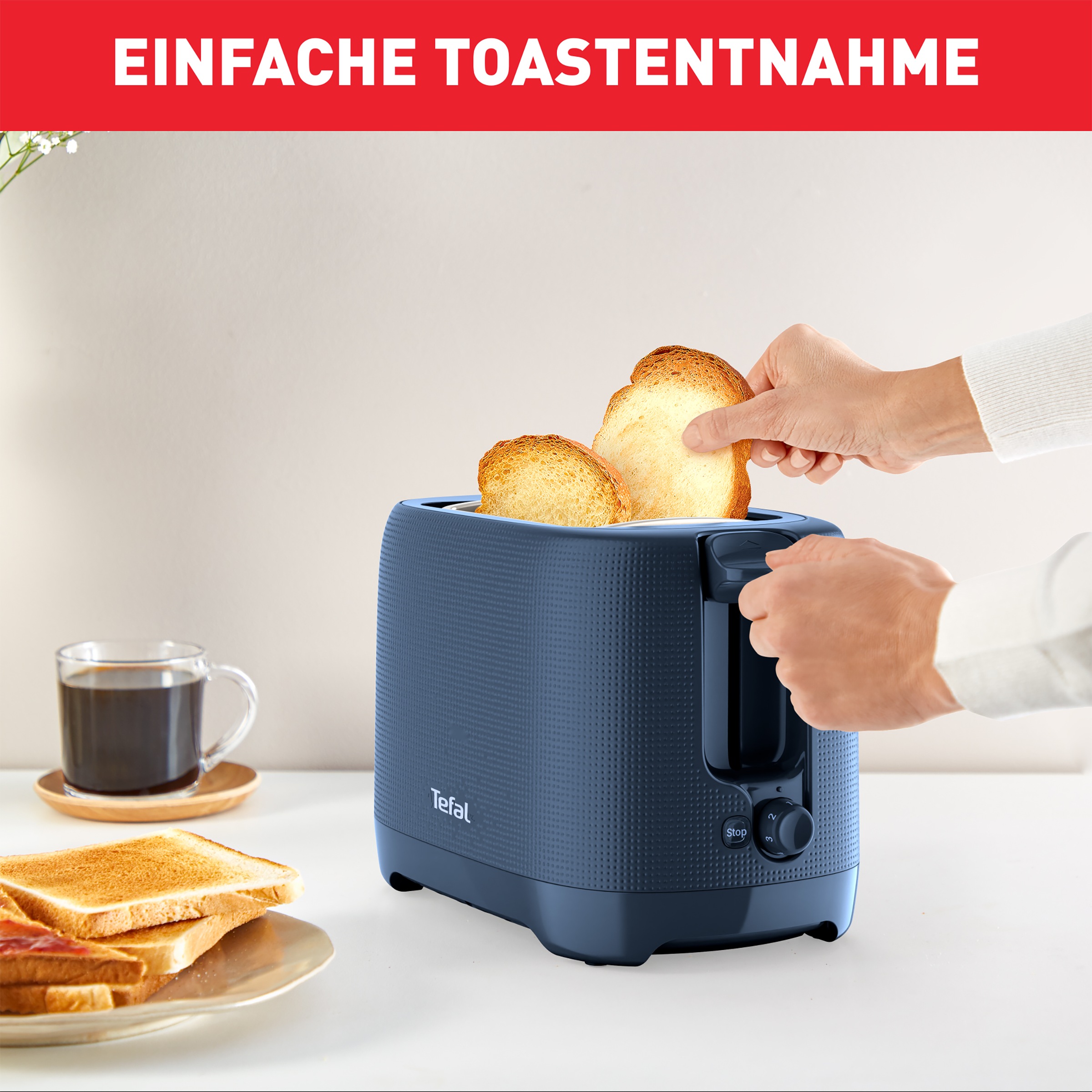 Tefal Toaster »TT2M14 Morning«, 2 kurze Schlitze, 850 W, mit Brötchenaufsatz, 7 Bräunungsstufen, elegantes Design