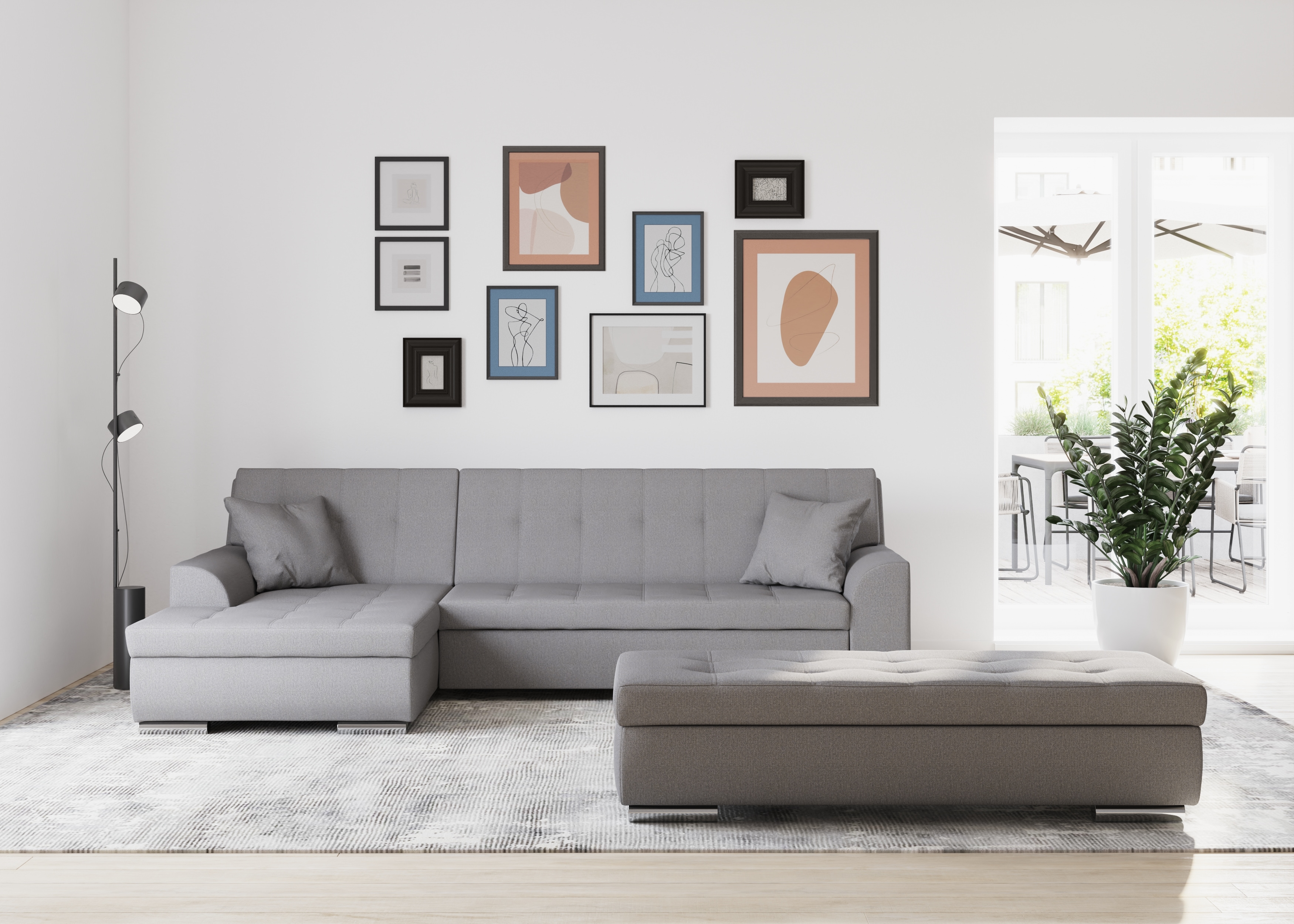 DOMO collection Ecksofa "TREVISO viele Bezüge, auch in Cord, L-Form, 267x178 cm" mit Bettfunktion, inkl. Zierkissen, Unser Dauertiefpreis