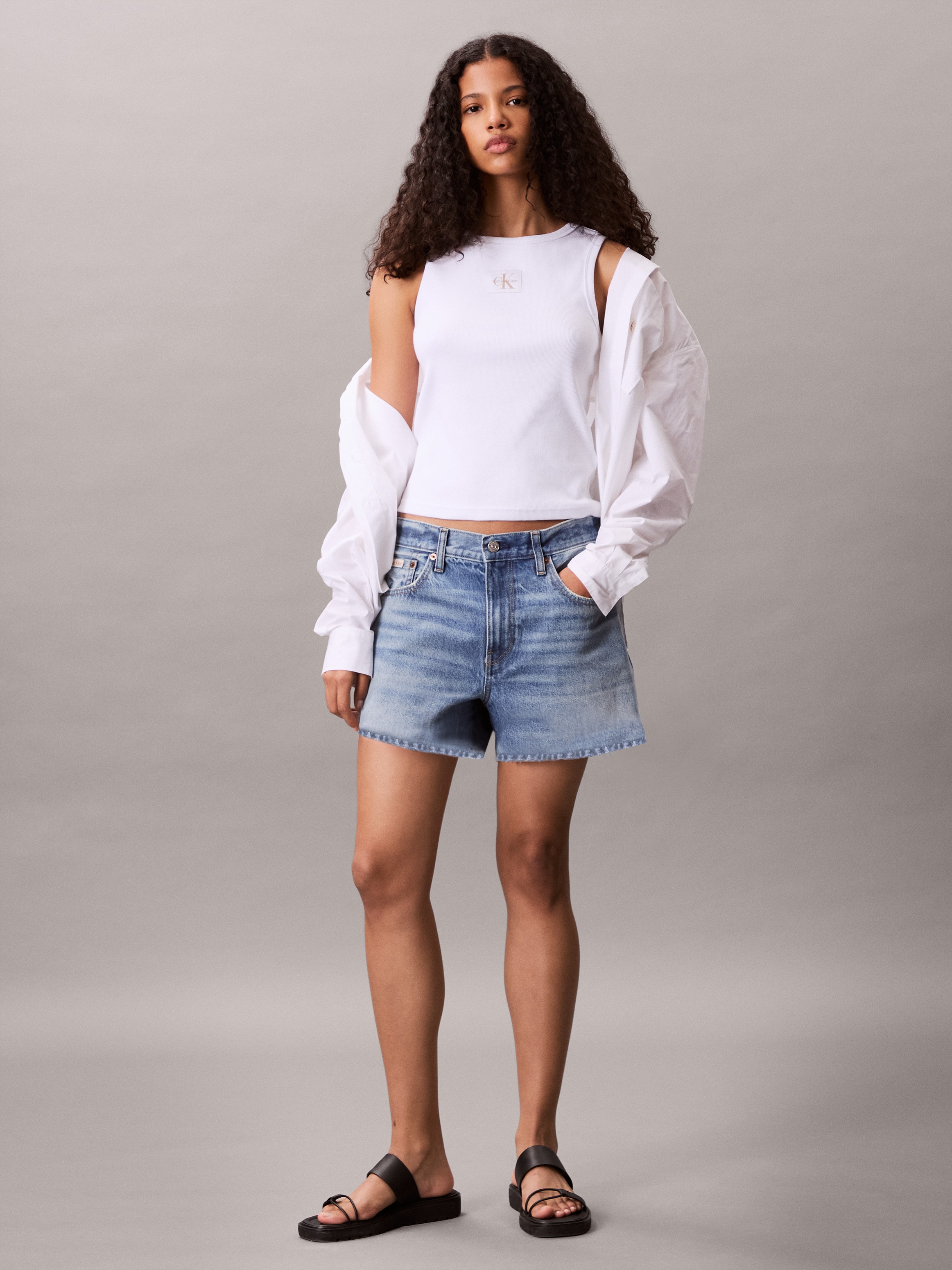 Calvin Klein Jeans Tanktop »A - WVN LBL 2X2 CTTN«, Mit Rundhalsausschnitt