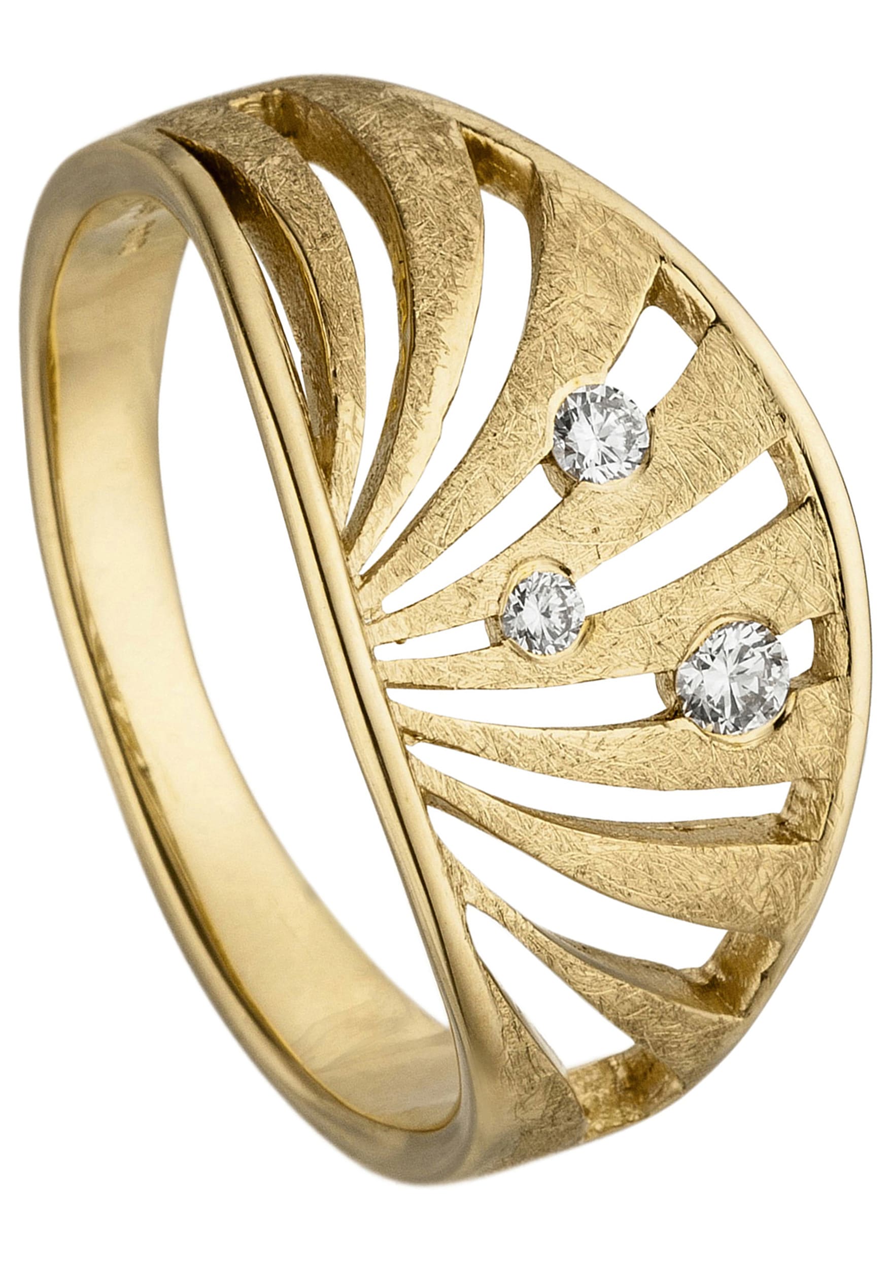 JOBO Fingerring »Ring mit 3 Diamanten 0,10 ct.«, 585 Gold eismatt online  kaufen | BAUR