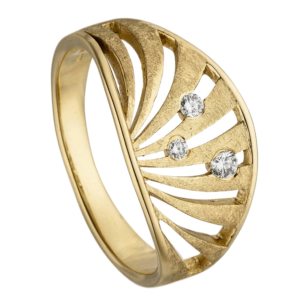 JOBO Fingerring »Ring mit 3 Diamanten 0 10 ct.« 585 Gold eismatt JOBO Fingerring »Ring mit 3 Diamanten 0 10 ct.« 585 Gold eismatt