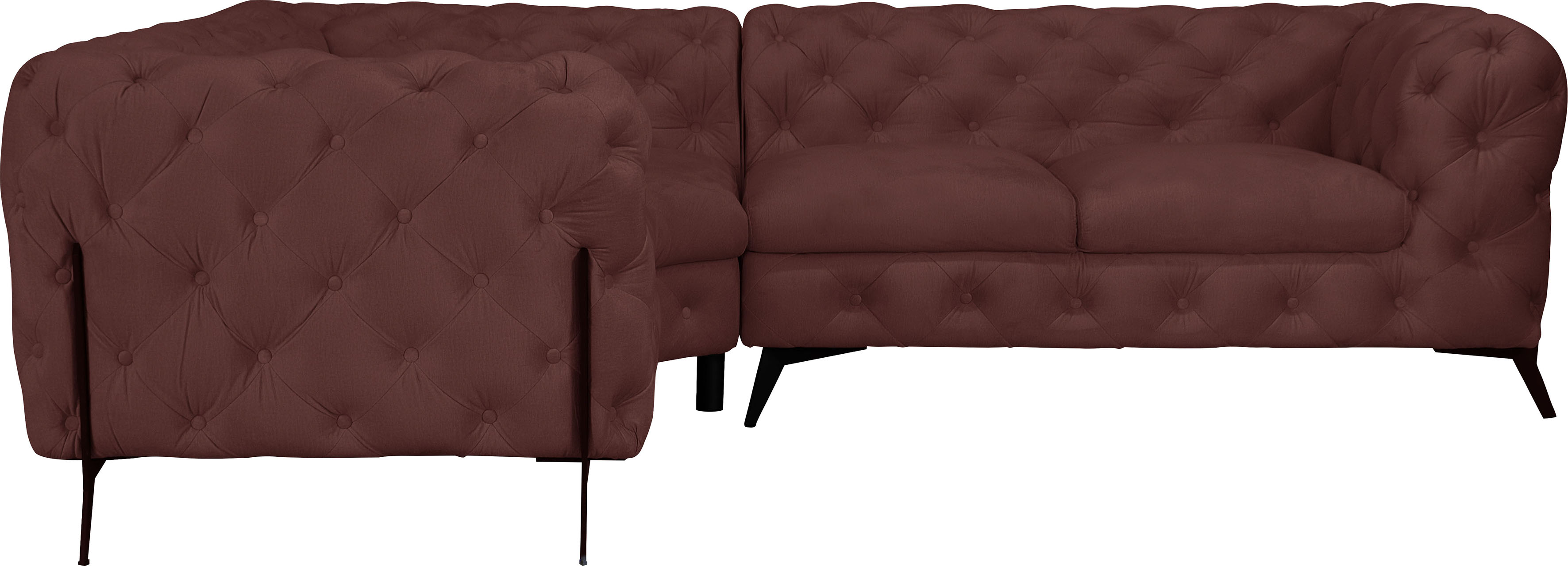 Thumbnail - Leonique Chesterfield-Sofa "Amaury L-Form", moderne Chersterfield-Optik, Breite 262 cm, Fußfarbe wählbar
