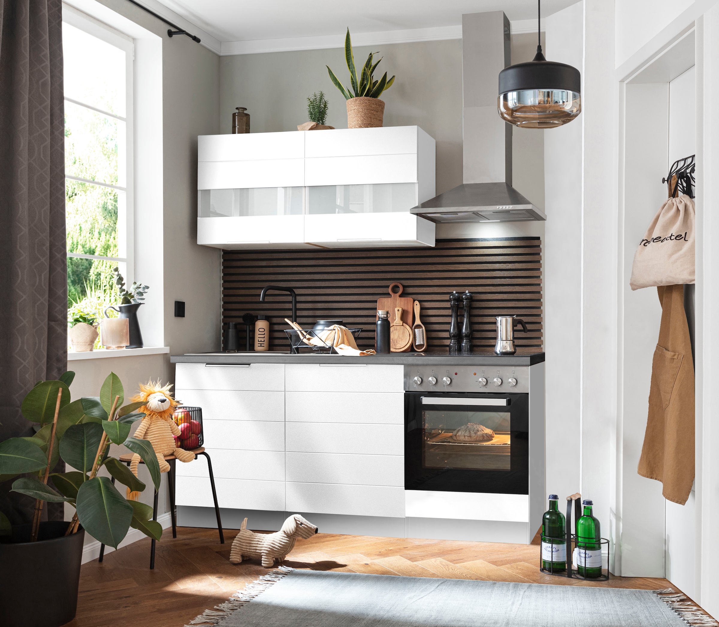 KOCHSTATION Küchenzeile »KS-Luhe« 180 cm breit, wahlweise mit oder ohne E-Geräten, gefräste MDF-Fronten