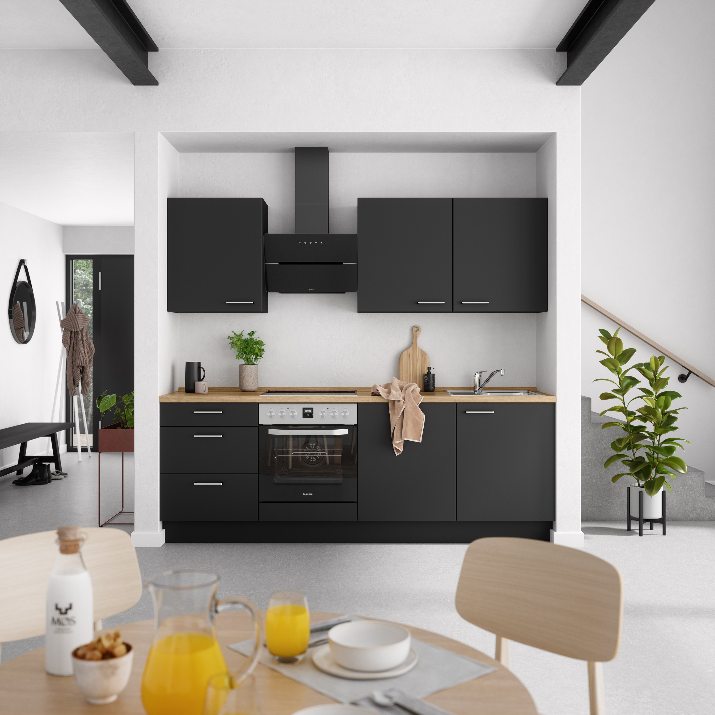 nobilia® Küchenzeile »"Touch II"« vormontiert, Ausrichtung wählbar, Breite 240 cm, wahlw. mit E-Geräten