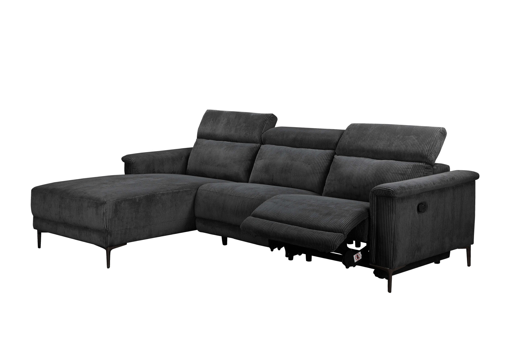 Places of Style Ecksofa »Lund in Cord, L-Form, 261 cm, mit manueller«, o. elektrischer Relaxfunktion, USB, Kopfteilverstellung