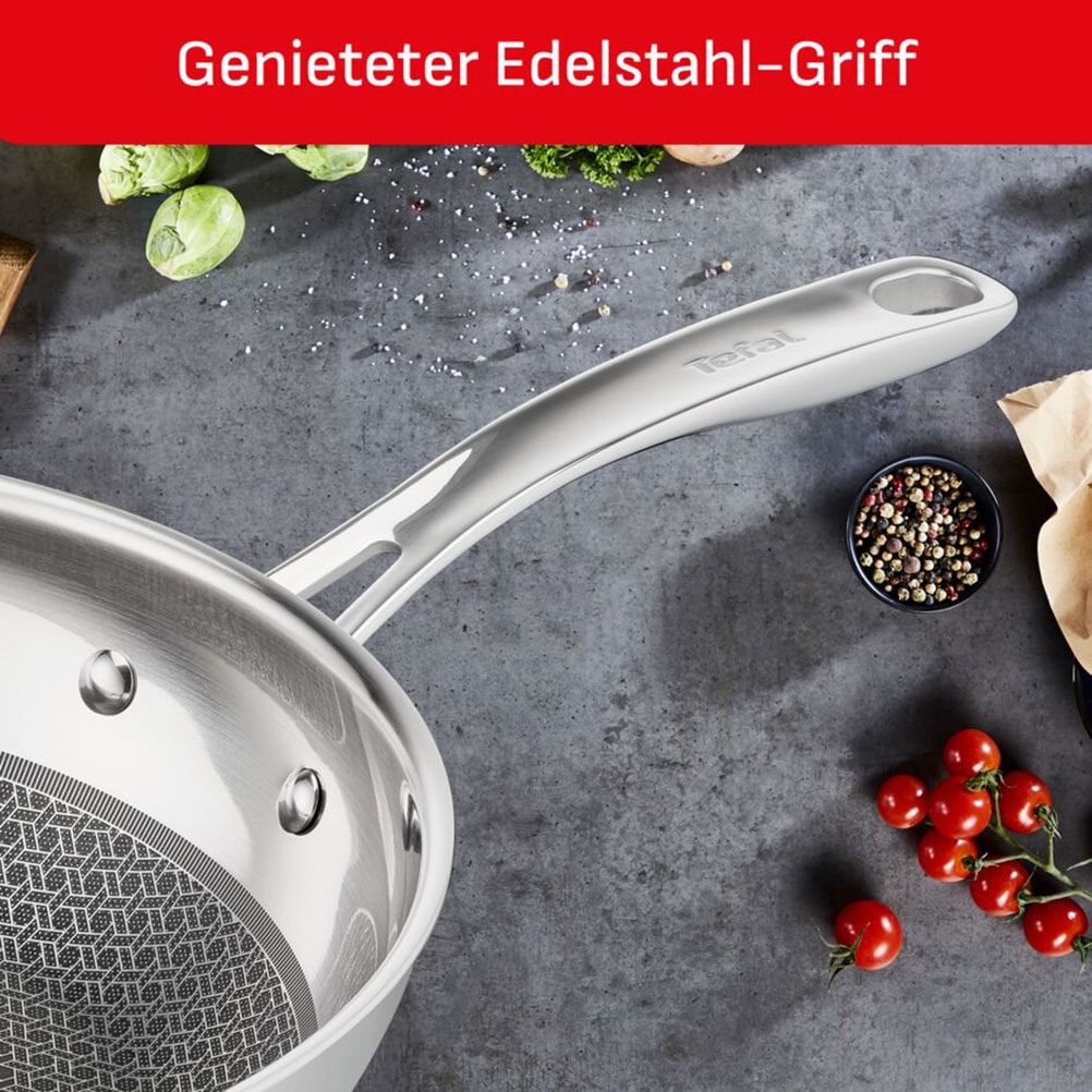 Tefal Bratpfanne »Eternal Mesh« Edelstahl 18/10 1 Stk. tlg. Triply3-Schicht-Material, Mesh-Beschichtung, alle Herdarten, Induktion