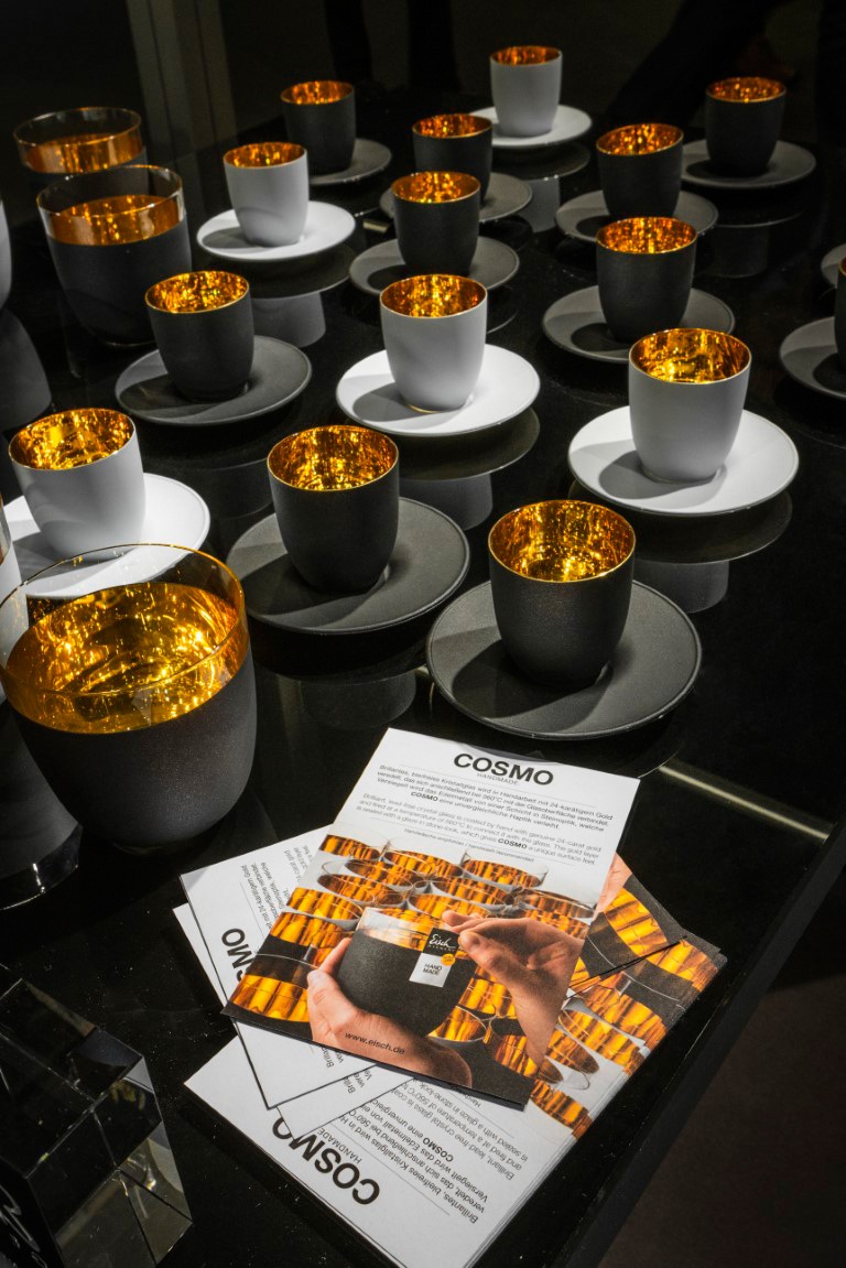 Eisch Espressoglas »Cosmo gold«, (Set, 2 tlg.), Echtgold, handgefertigt, bleifrei, 100 ml, 2-teilig, Made in Germany