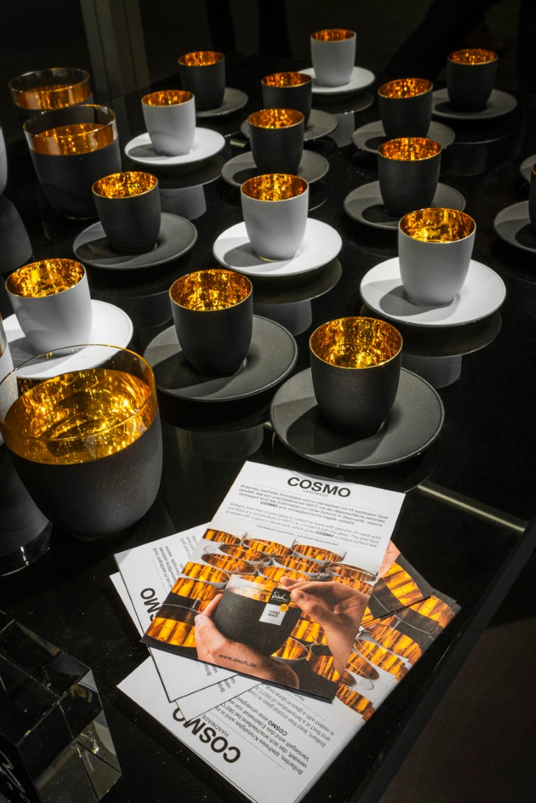Eisch Germany Espressoglas »Cosmo gold«, (Set, 2 tlg.), Echtgold, handgefertigt, bleifrei, 100 ml, 2-teilig, Made in Germany