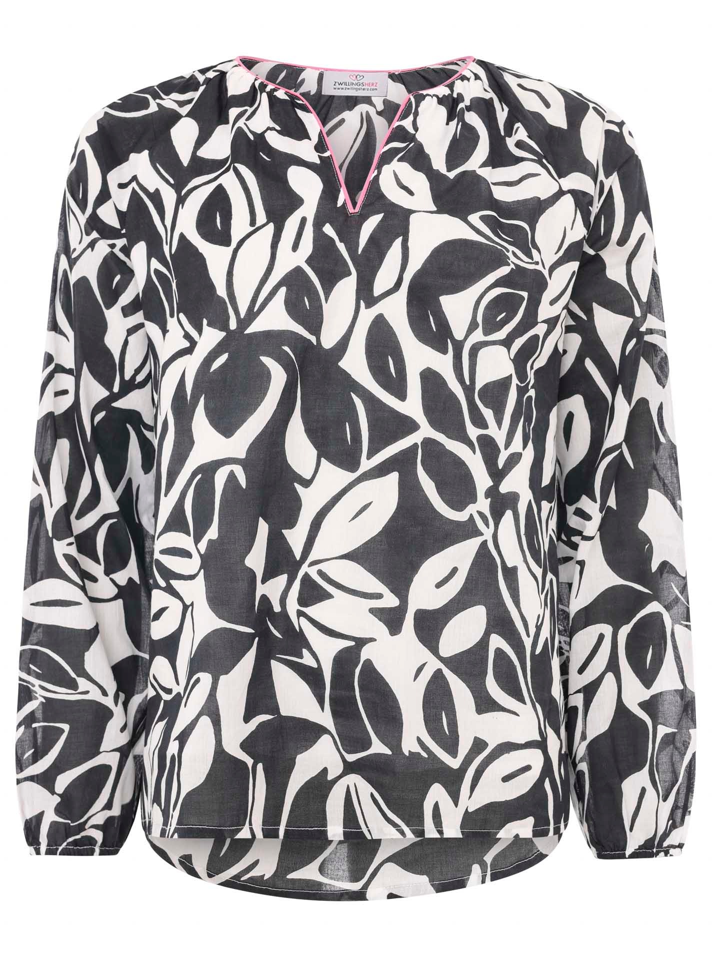 Zwillingsherz Shirtbluse ""Blätter Zweifarbig"", mit Blätter-Motiv und neon günstig online kaufen