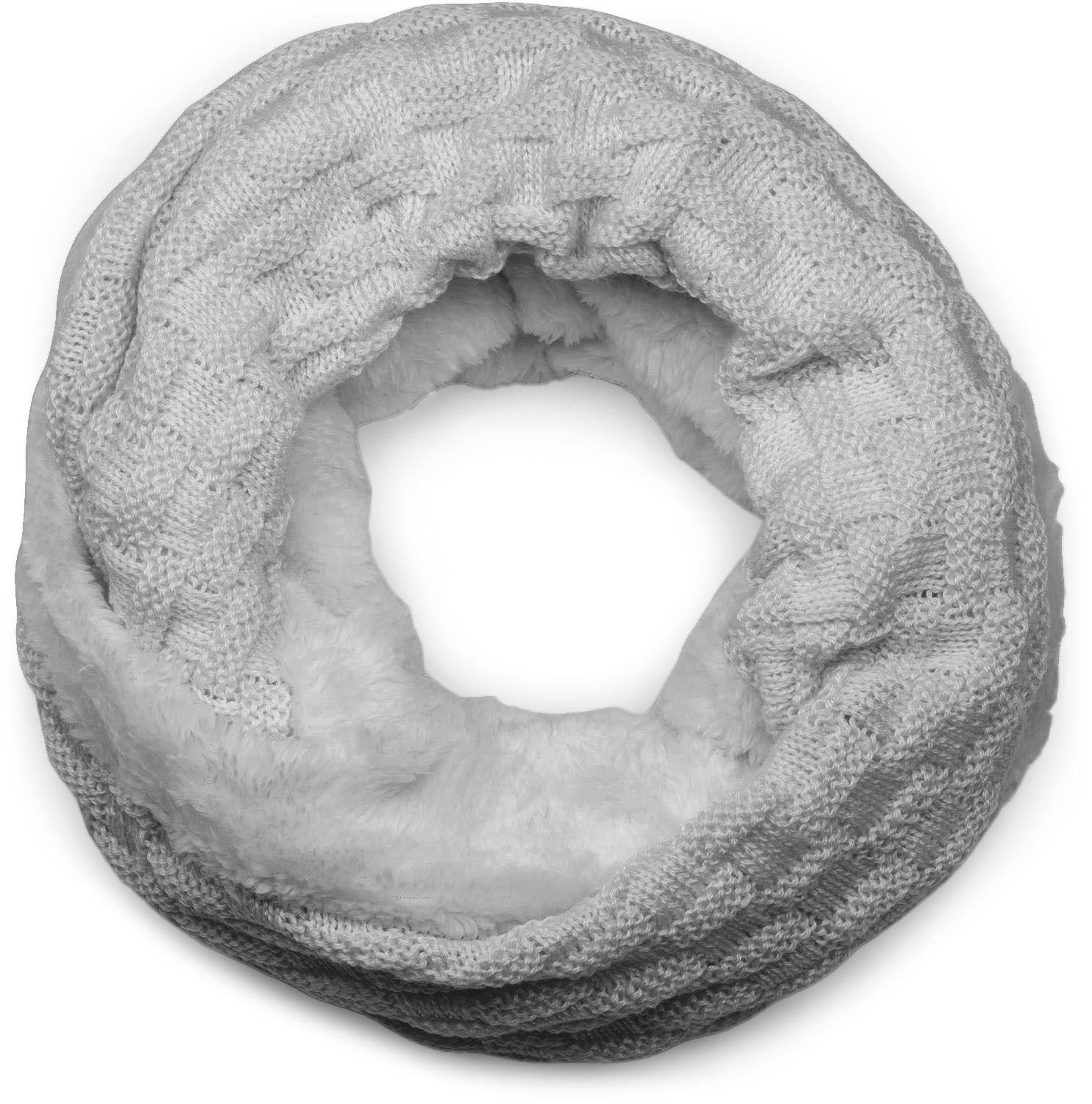 styleBREAKER Strickschal "Feinstrick Loop mit Flecht Muster und Teddyfleece" 1 Stk.