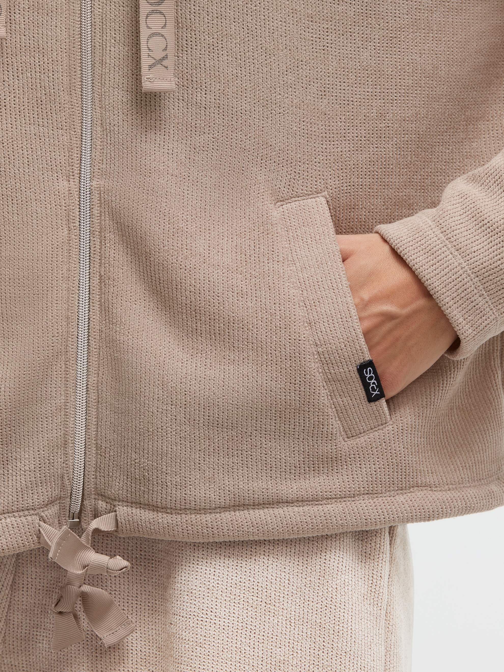 SOCCX Kapuzensweatjacke mit Bindeband am Saum
