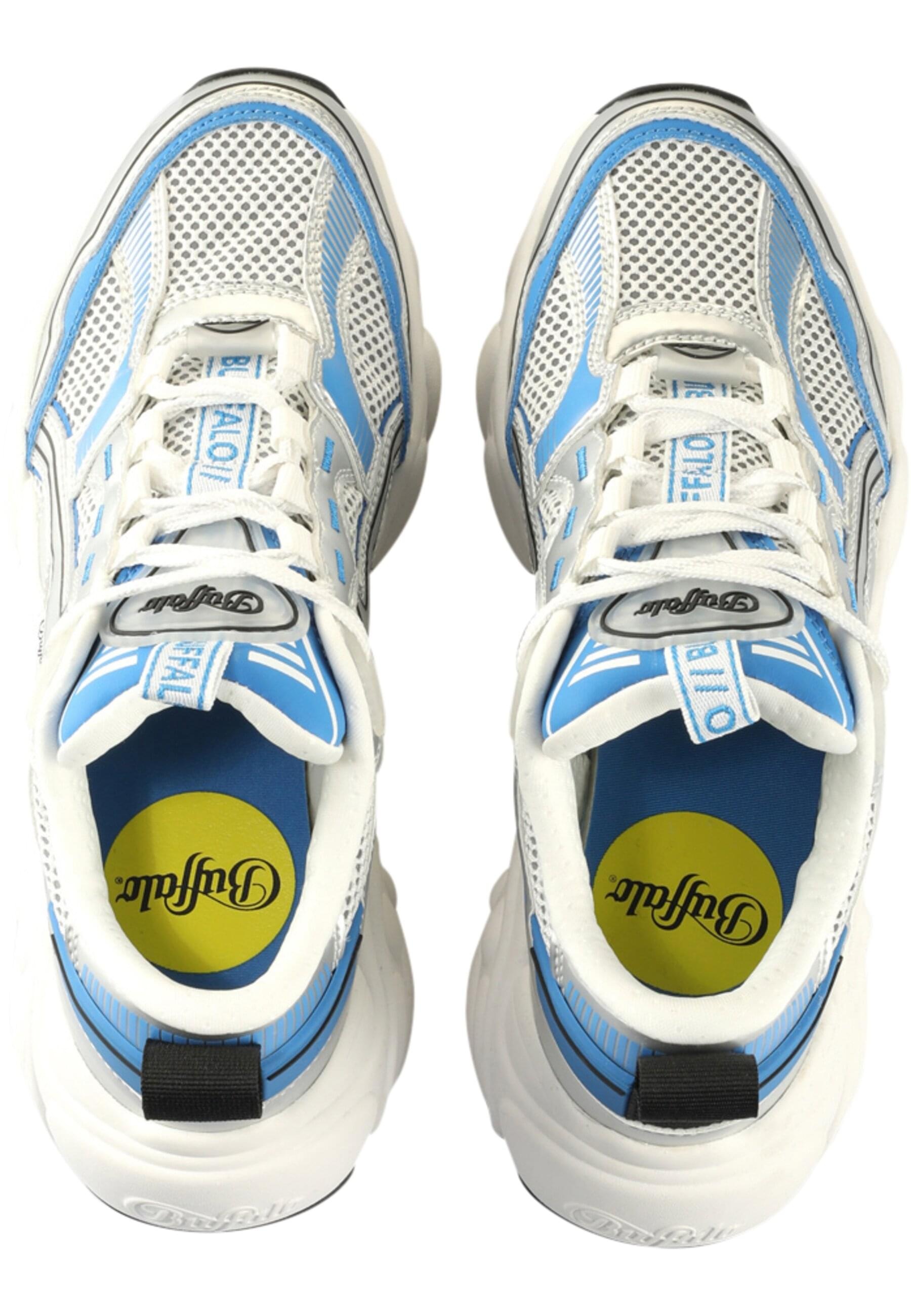 BUFFALO Damen Trainingsschuh "Buffalo Buffalo CLD Run JOG - Vegan Nappa/Mesh", Gr. 37silber, weiß, blau, Kunstfaser, unifarben, Schuhe