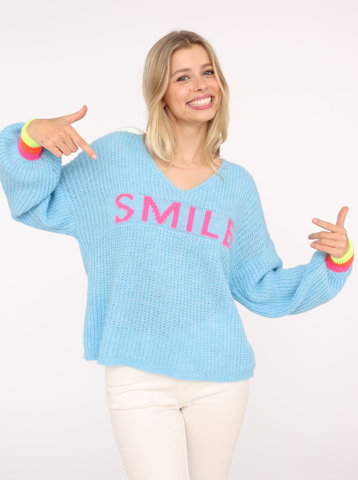 Zwillingsherz Strickpullover »"Smile"«, mit fröhlichem Aufdruck, One Size