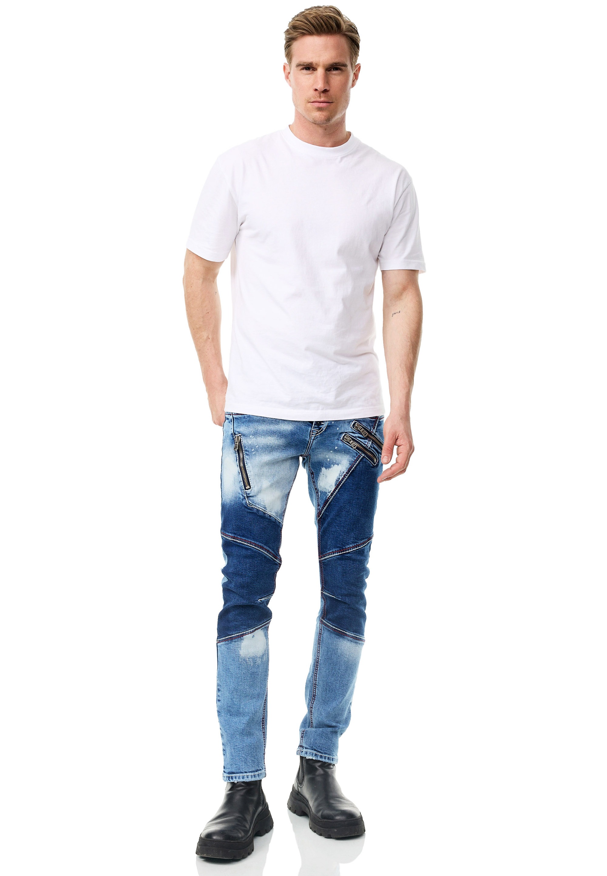 Rusty Neal Straight-Jeans »URUMA«, mit trendigen Zierelementen