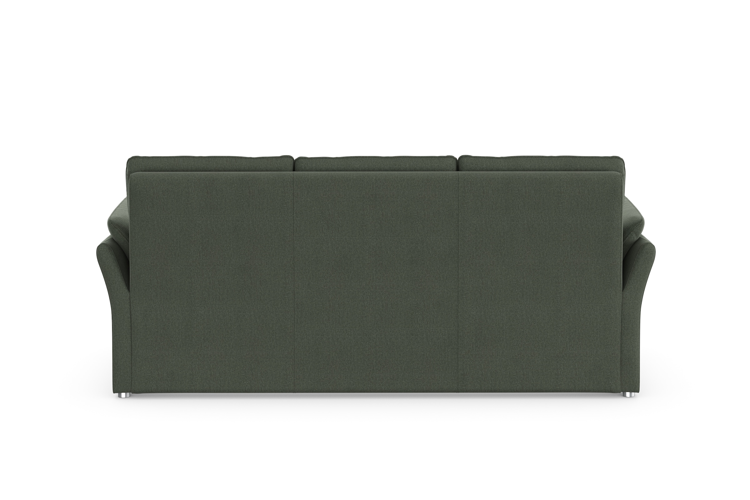 DOMO collection 3-Sitzer »Pina, schmale Armlehnen, mit Federkern, kompakt & elegant«, Hoher Sitzkomfort, Microfaser hochflorig, dunkelgrün, Breite 219 cm