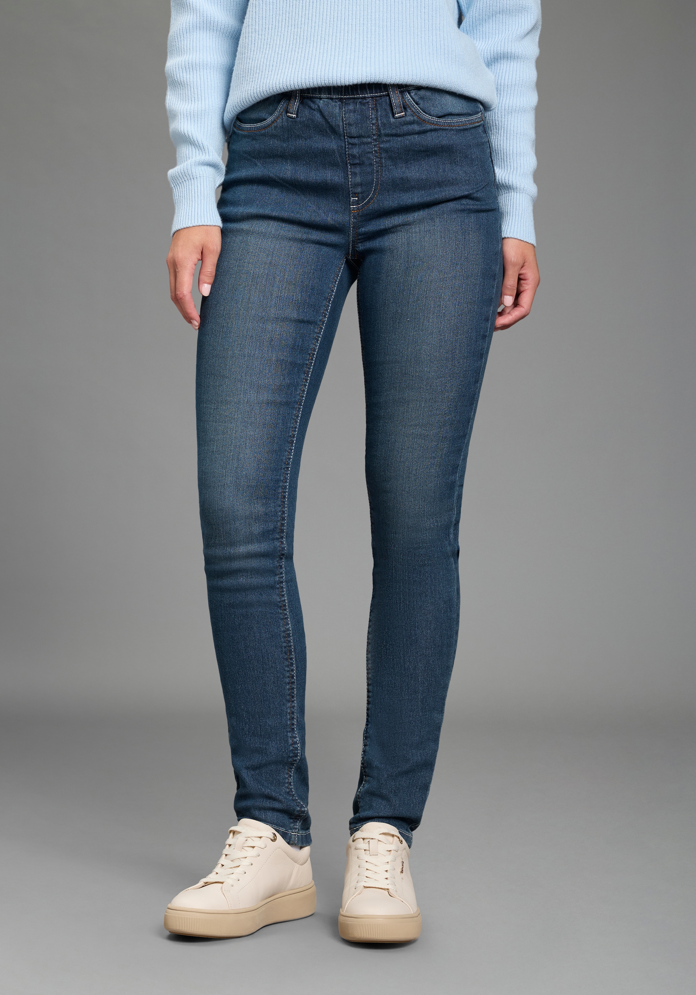 Arizona Jeansjeggings Packung, 2er-Pack,  enge Passform,  Röhrenjeans,  Used-Look-Waschung,  hohe Leibhöhe